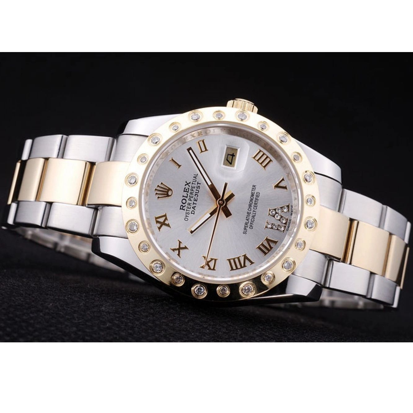 Best AAA Replica Sites Rolex Datejust Dial White Bezel Diamond 7464 0210