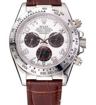 Good Copy Rolex Watches Leather Brown White Strap Daytona Rolex Case Steel Dial Stainless 0222