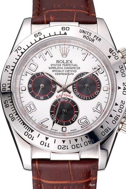 Good Copy Rolex Watches Leather Brown White Strap Daytona Rolex Case Steel Dial Stainless 0222