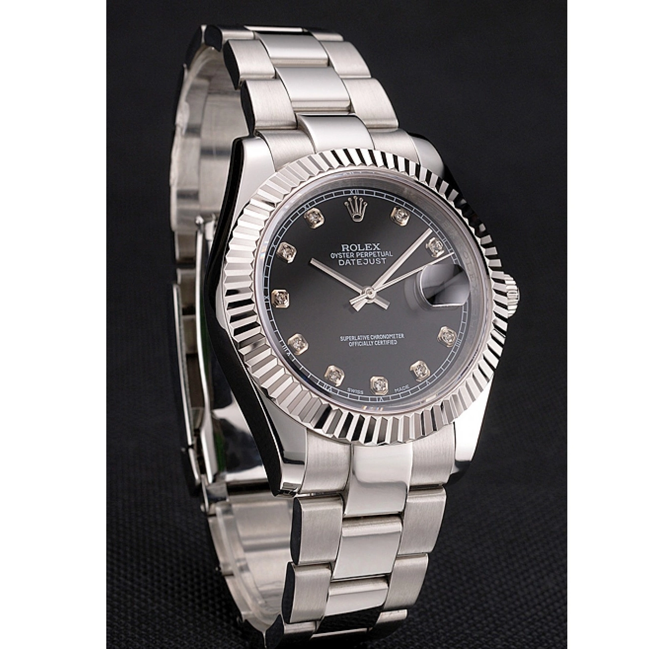 Good Copy Rolex Watches Steel Case Dimond Dial Swiss Marks And Datejust Stainless Bracelet Rolex Hour Black 0219