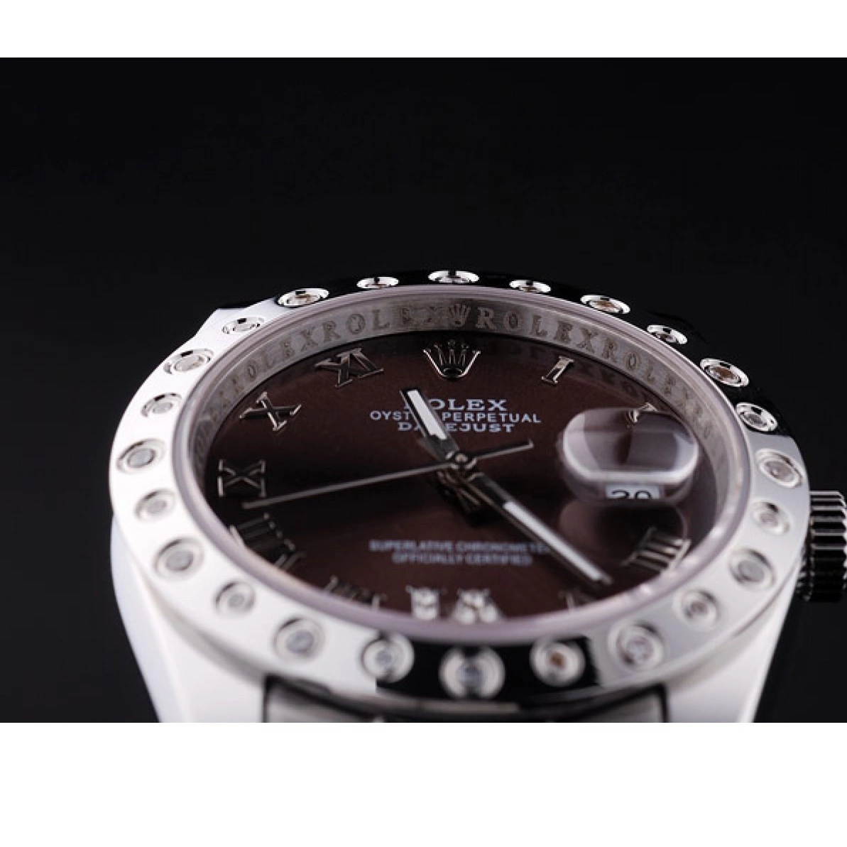 Best AAA Replica Sites 7466 Diamond Rolex Bezel Brown Datejust Dial 0224