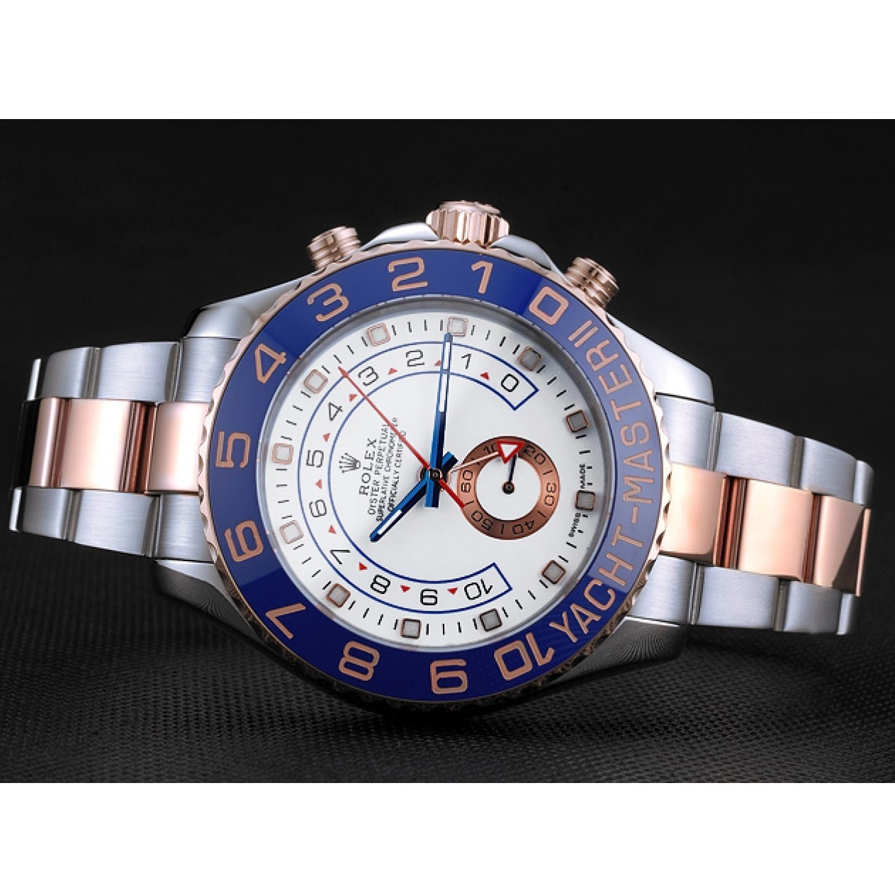 AAA Replica Watches Stainless Rolex and Bezel 622270 II Dial Rose Bracelet Blue Steel Gold White Yacht-Master 0211