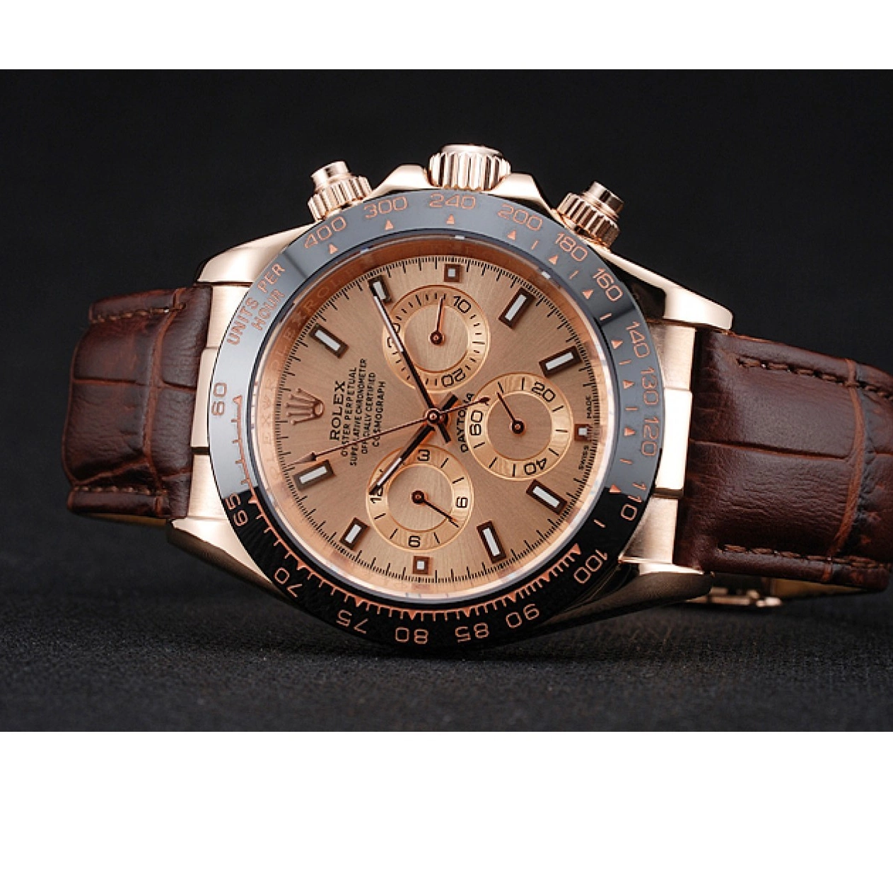 Good Copy Rolex Watches Gold Leather Cosmograph Rolex Dial 1454243 Rose Bracelet Brown Case Brown Daytona 0222