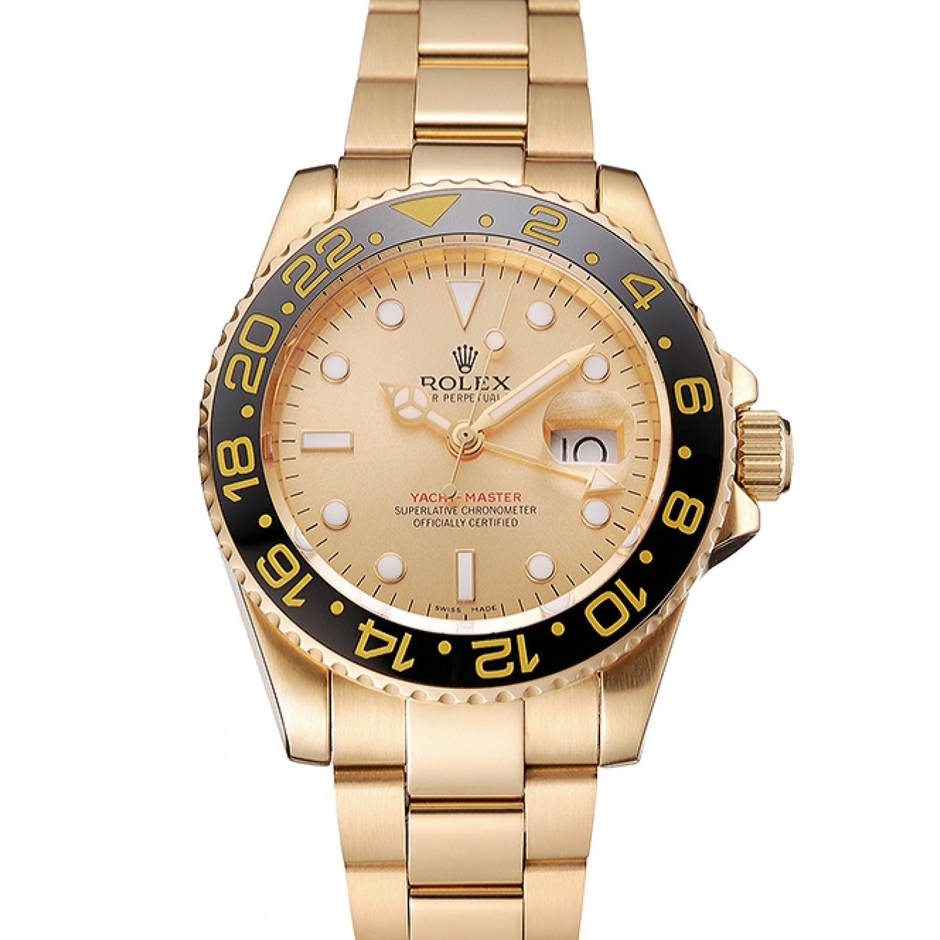 Good Copy Rolex Watches And Rolex Case Master Gold GMT Dial 1453749 Bracelet Swiss II Black Gold Bezel 0220