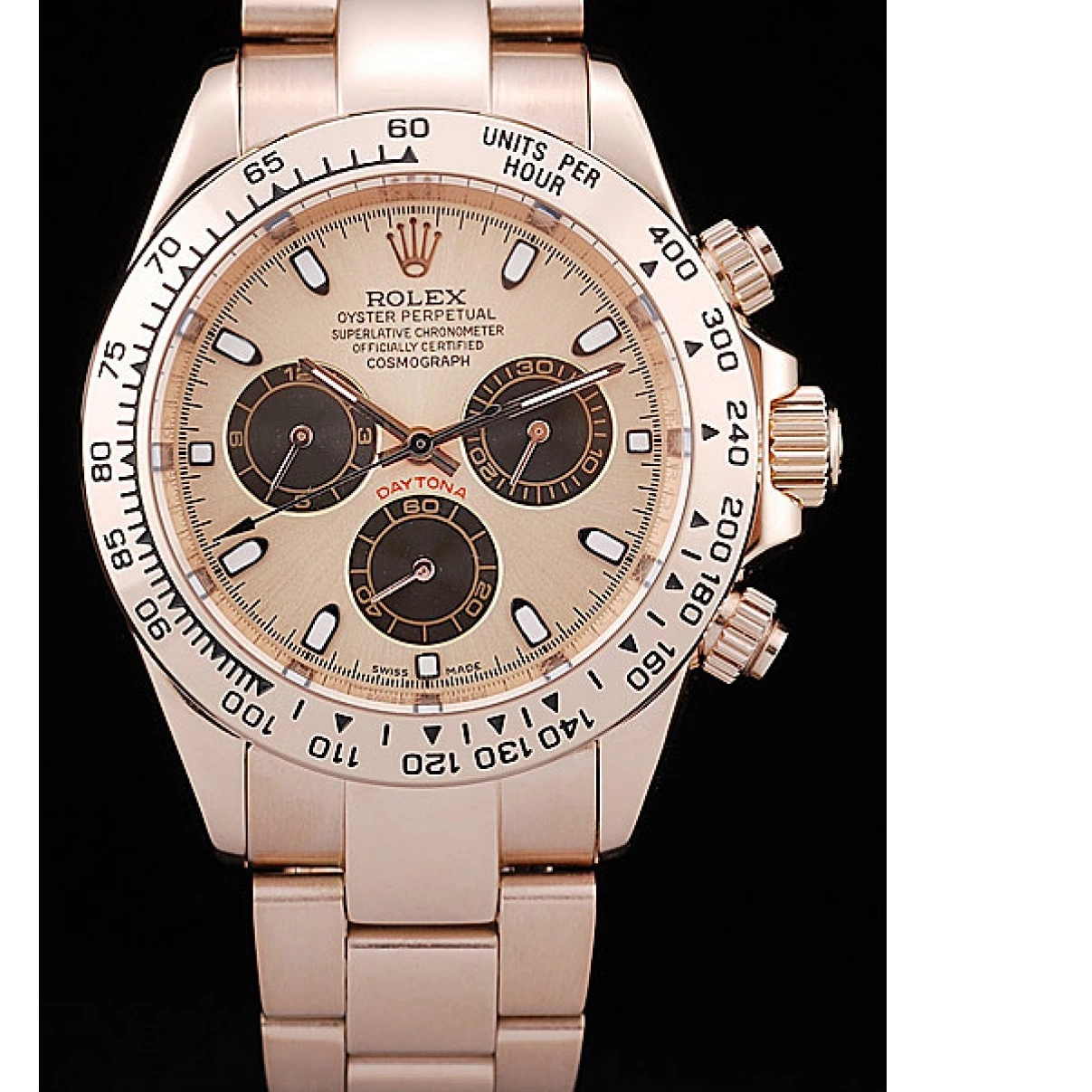 AAA Replica Watches Steel Plated Daytona Gold Bezel Gold Rolex Rose Stainless Dial Rose 0224