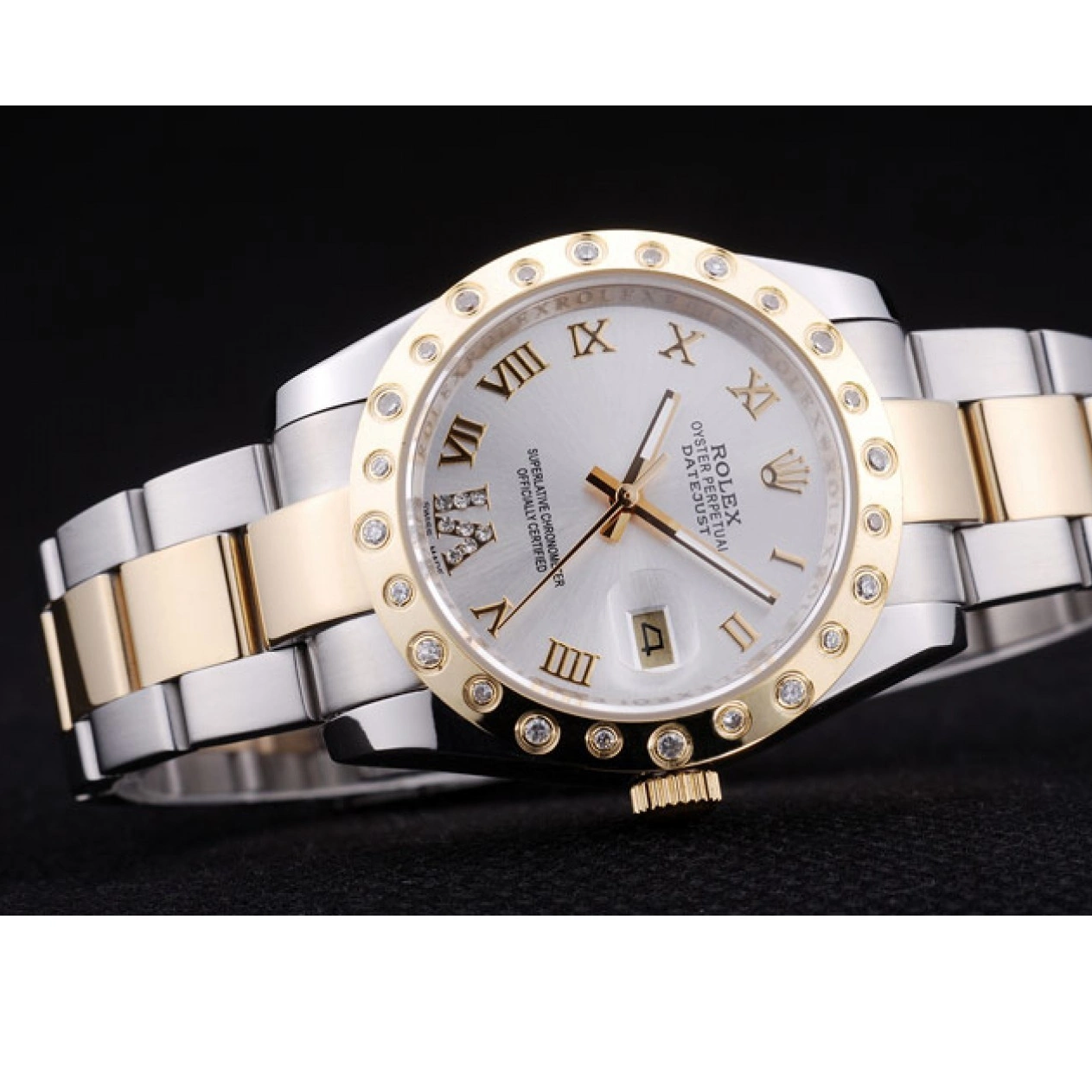 Best AAA Replica Sites Diamond 7464 White Dial Rolex Bezel Datejust 0210