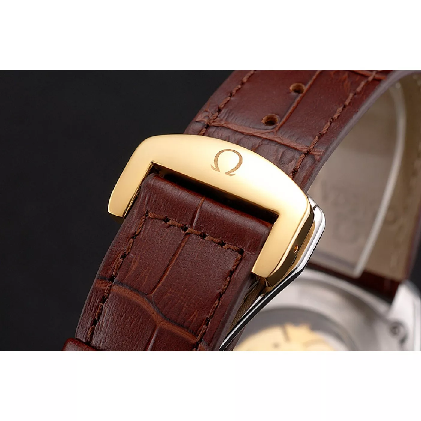 Best AAA Replica Sites Omega Globemaster Gold Dial And Bezel Stainless Steel Case Brown Leather Strap 0206