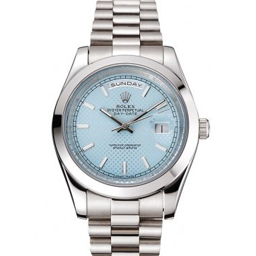 Best AAA Replica Sites Blue Dial Bracelet Rolex Stainless Steel Day Date Case And 40 Ice 0223