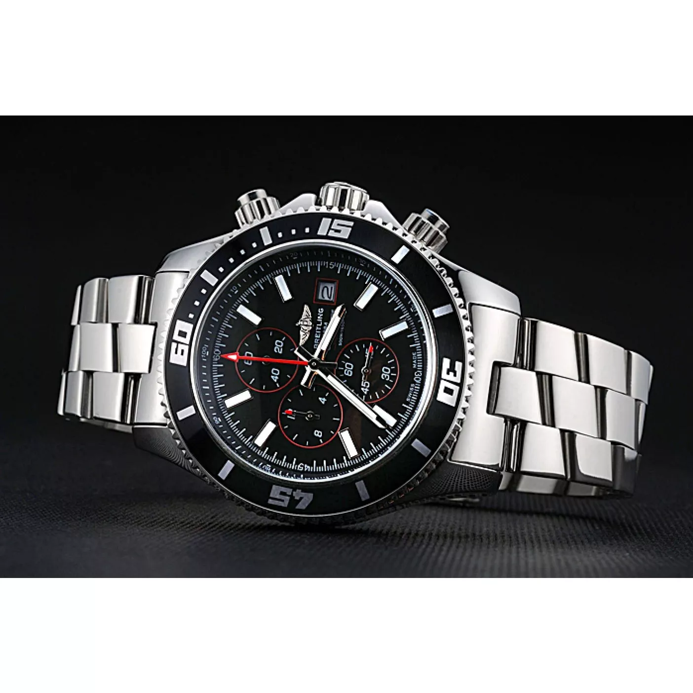 AAA Replica Watches Breitling Superocean Chronograph II Black Dial Stainless Steel Bracelet 622428 0205