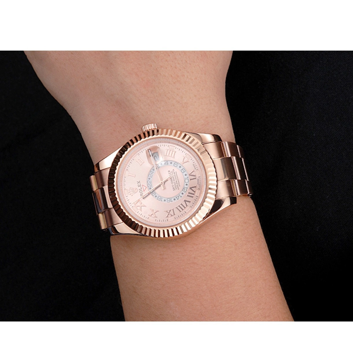 Best AAA Replica Sites Rose Rose Dweller Sky Bracelet Gold Gold Rolex And Dial Case 0212