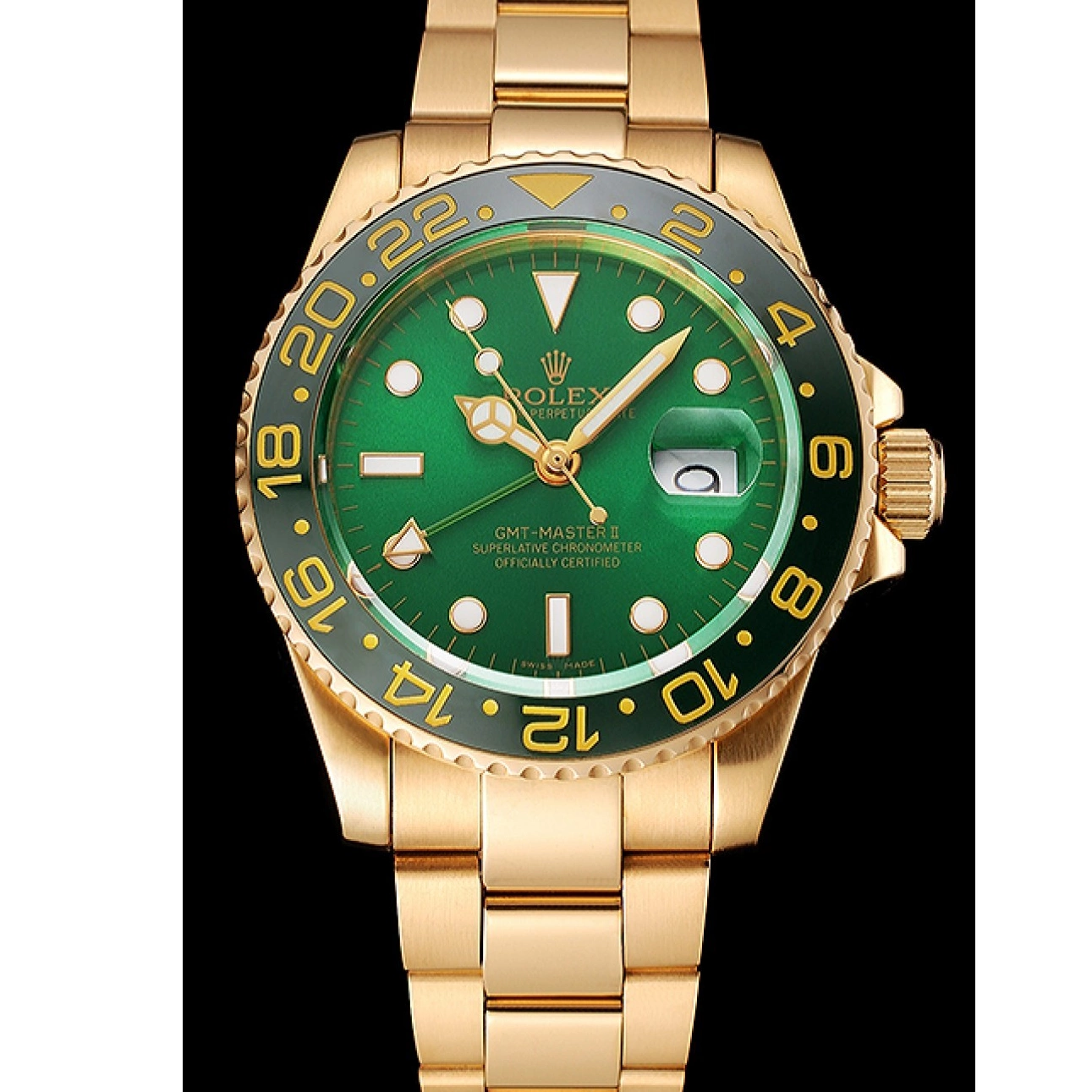 Good Copy Rolex Watches Bracelet Swiss Case Green Master Bezel And Gold 1453750 And GMT Rolex II Dial 0214