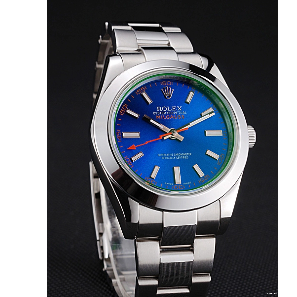 AAA Replica Watches Rolex Dial And Stainless Blue Case Bezel 622838 Steel Milgauss 0222