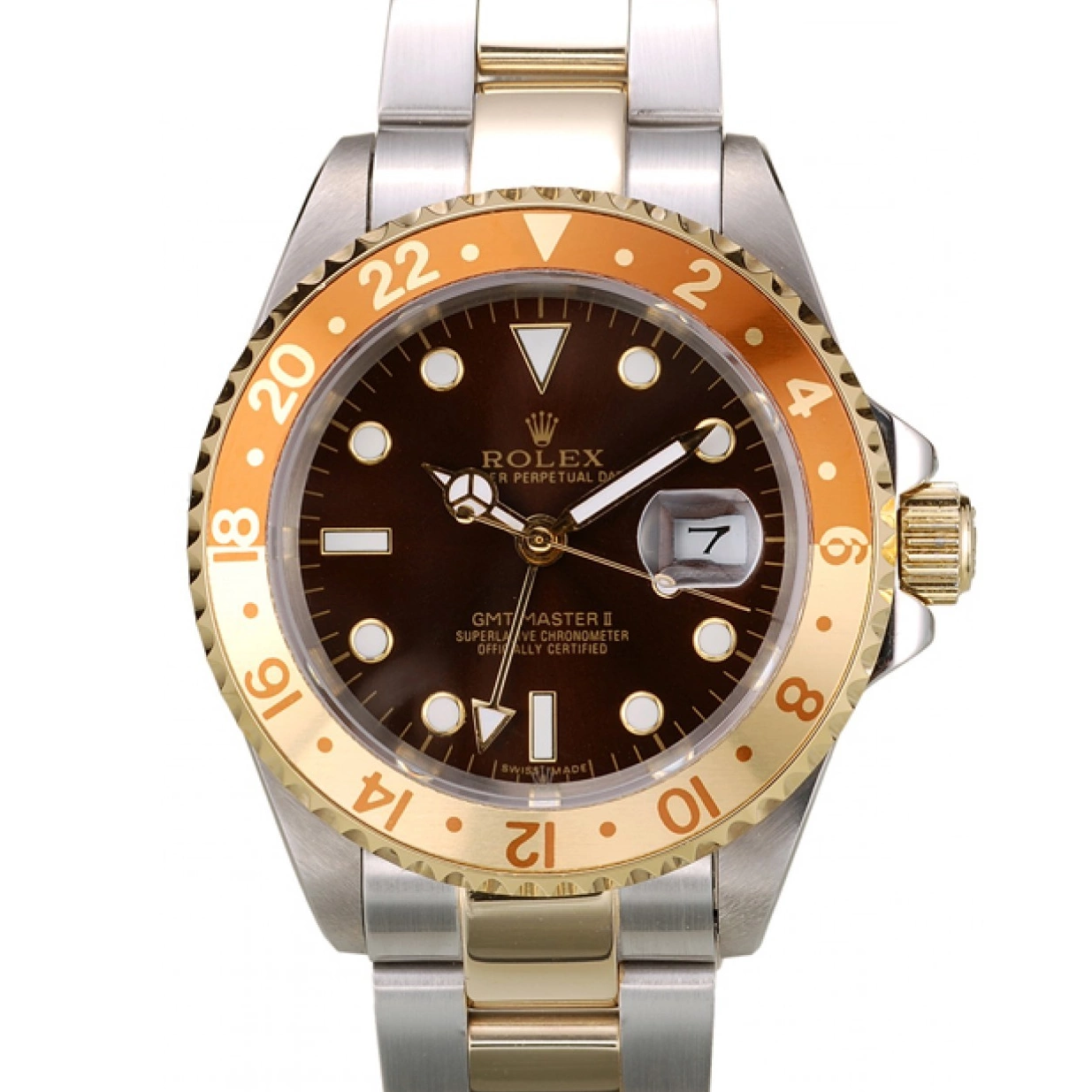 Best AAA Replica Sites Gold Ceramic Master Brown Rolex Colored Bezel Dial Watch GMT II 0208