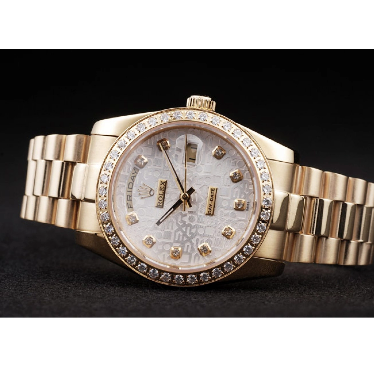 Best AAA Replica Sites Plated 18k Rolex Dial Steel Day-Date Stainless White Gold Yellow 0218