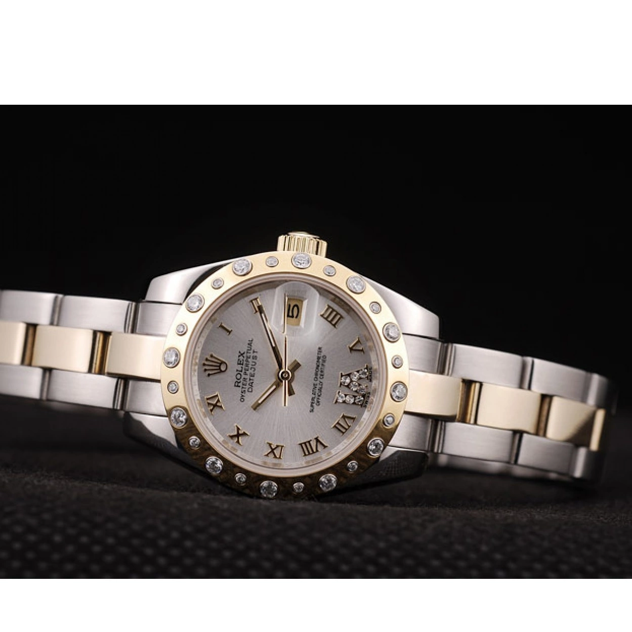 AAA Replica Watches Stainless Steel White Rolex DateJust Plated Diamond Case Brushed Dial 0223