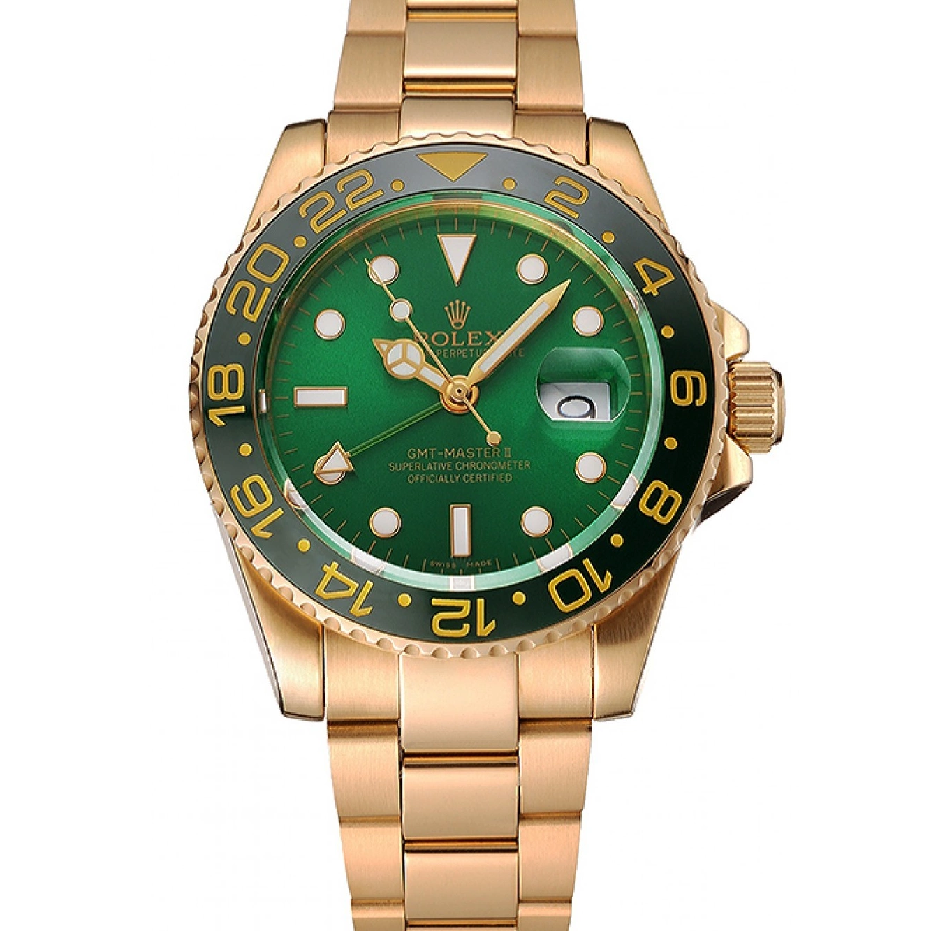 Good Copy Rolex Watches Bracelet Swiss Case Green Master Bezel And Gold 1453750 And GMT Rolex II Dial 0214