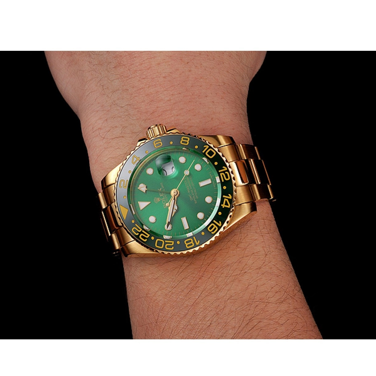 Good Copy Rolex Watches Bracelet Swiss Case Green Master Bezel And Gold 1453750 And GMT Rolex II Dial 0214