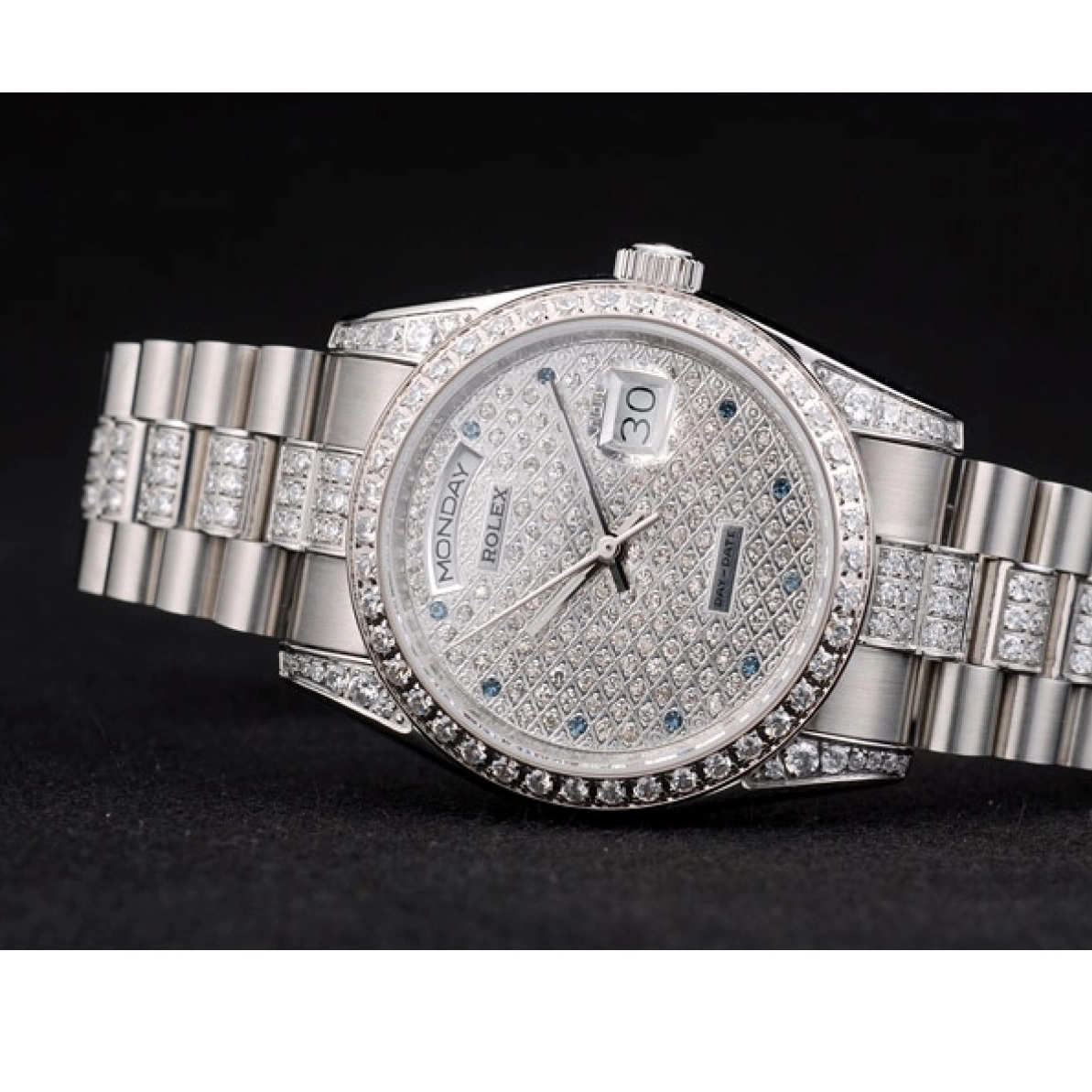 Best AAA Replica Sites Bracelet Rolex 41986 Plated Diamond Stainless Steel Dial Diamond DayDate Plated 0216