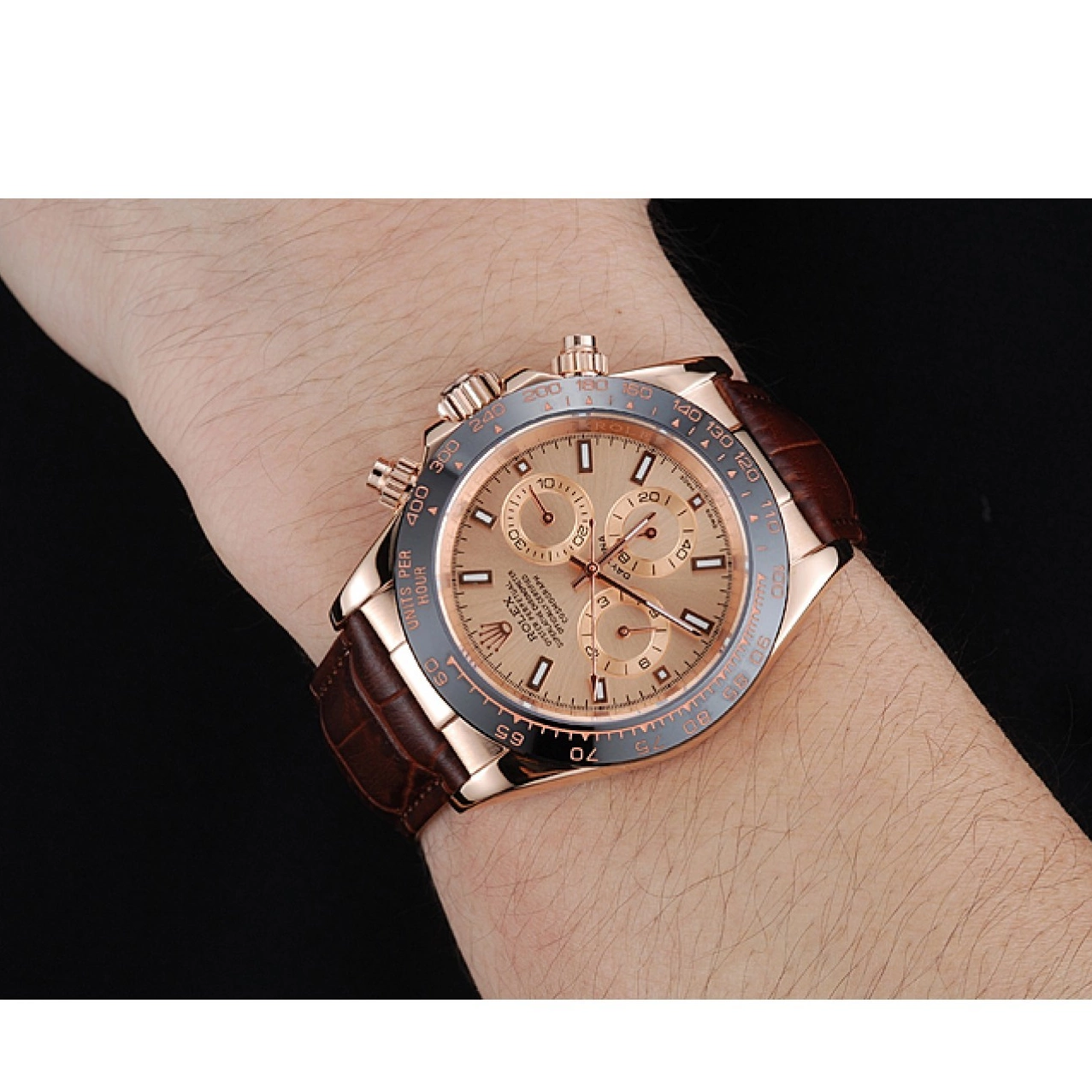 Good Copy Rolex Watches Gold Leather Cosmograph Rolex Dial 1454243 Rose Bracelet Brown Case Brown Daytona 0222