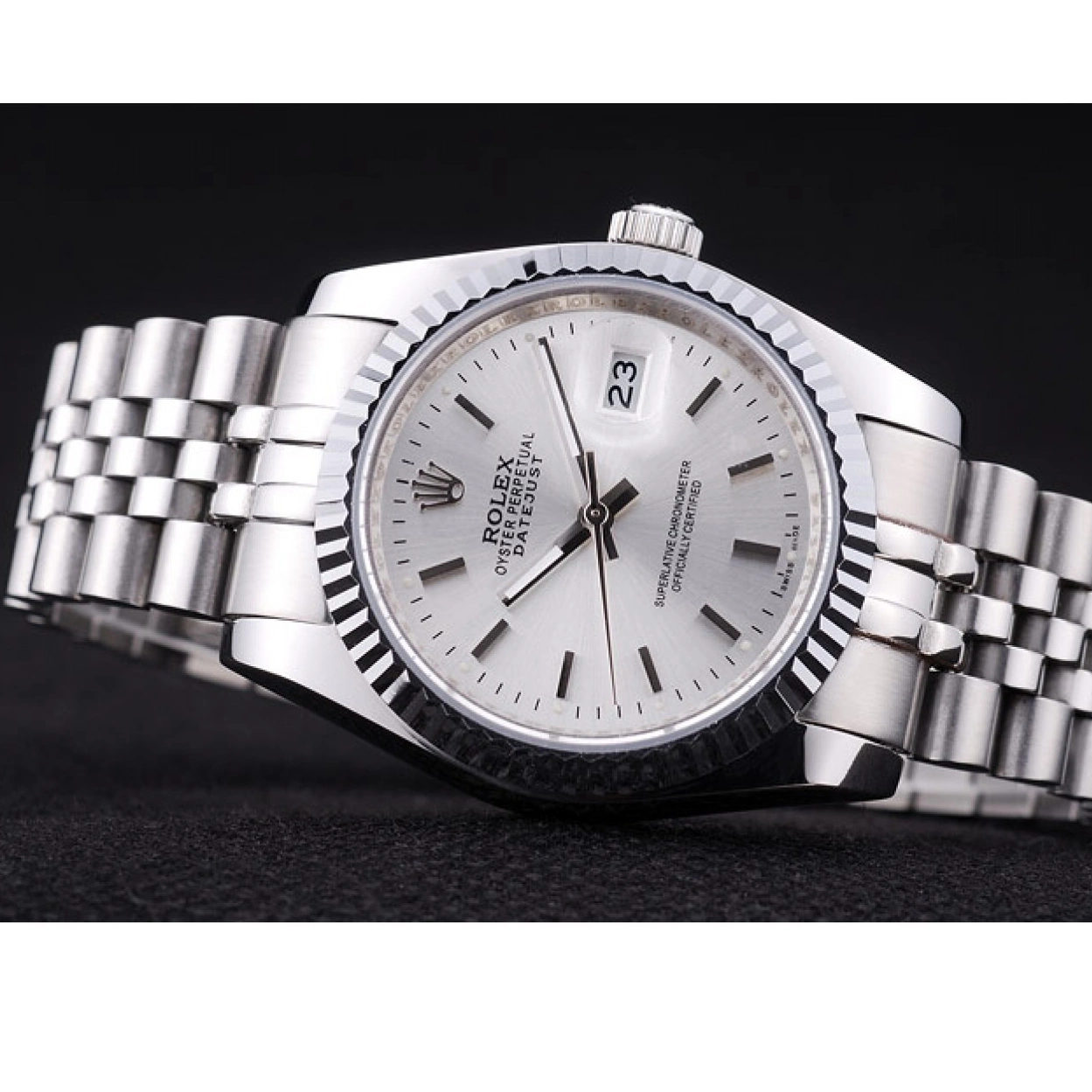 Best AAA Replica Sites Rolex Bezel 7457 Ribbed Silver Datejust Dial 0213