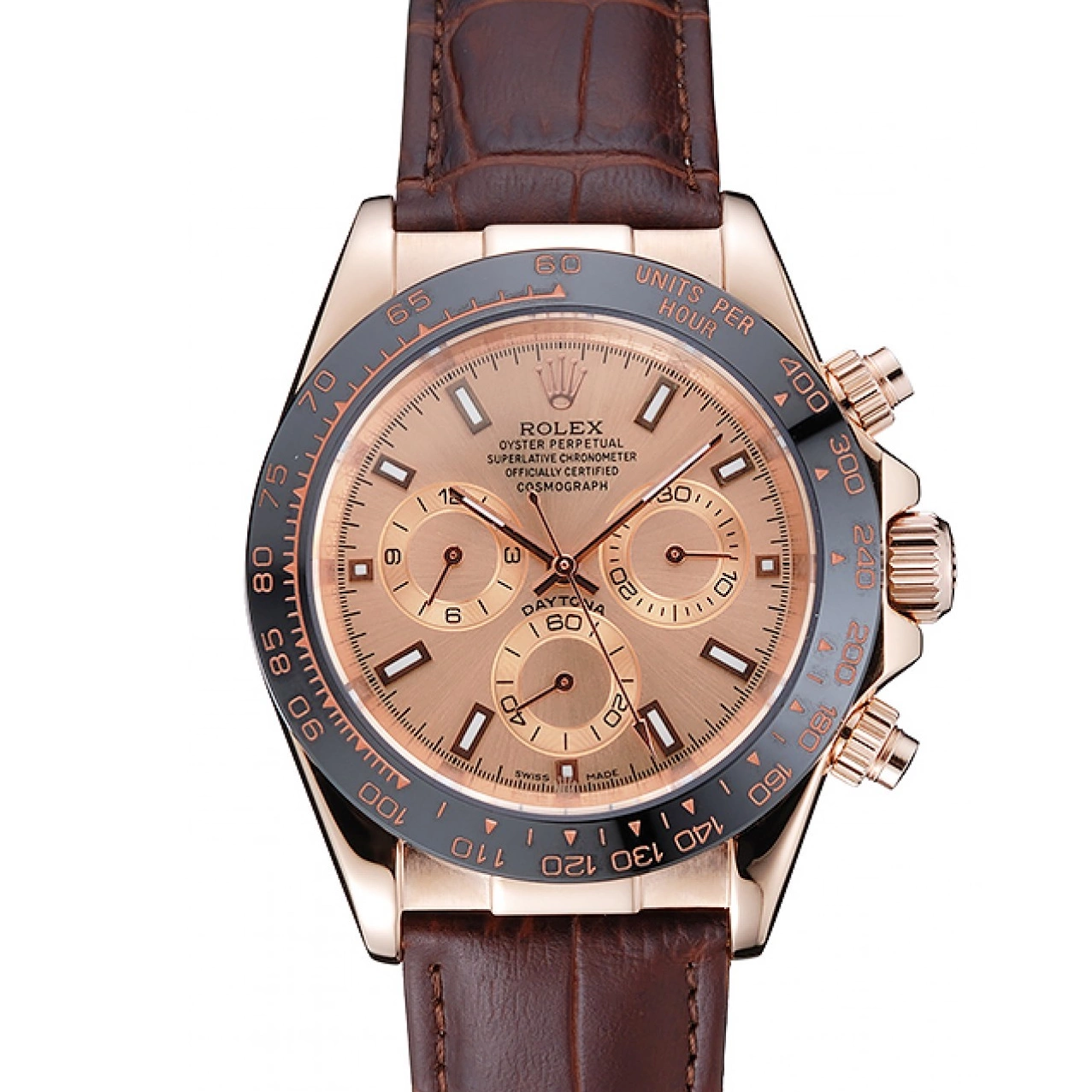 Good Copy Rolex Watches Gold Leather Cosmograph Rolex Dial 1454243 Rose Bracelet Brown Case Brown Daytona 0222