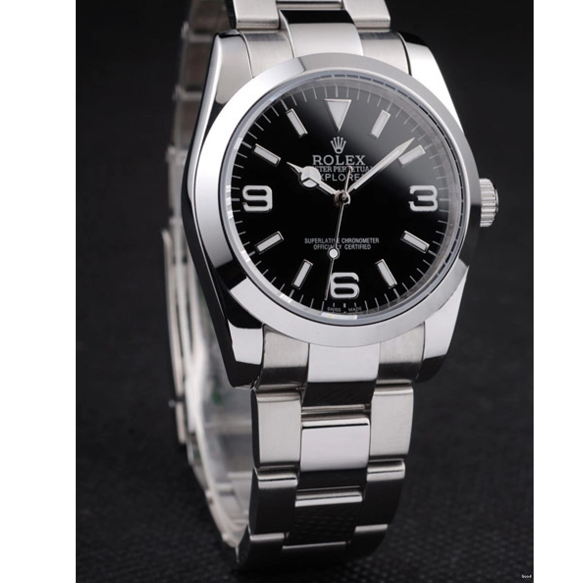 AAA Replica Watches Black Steel Dial Polished 98087 Stainless Explorer Rolex 0218