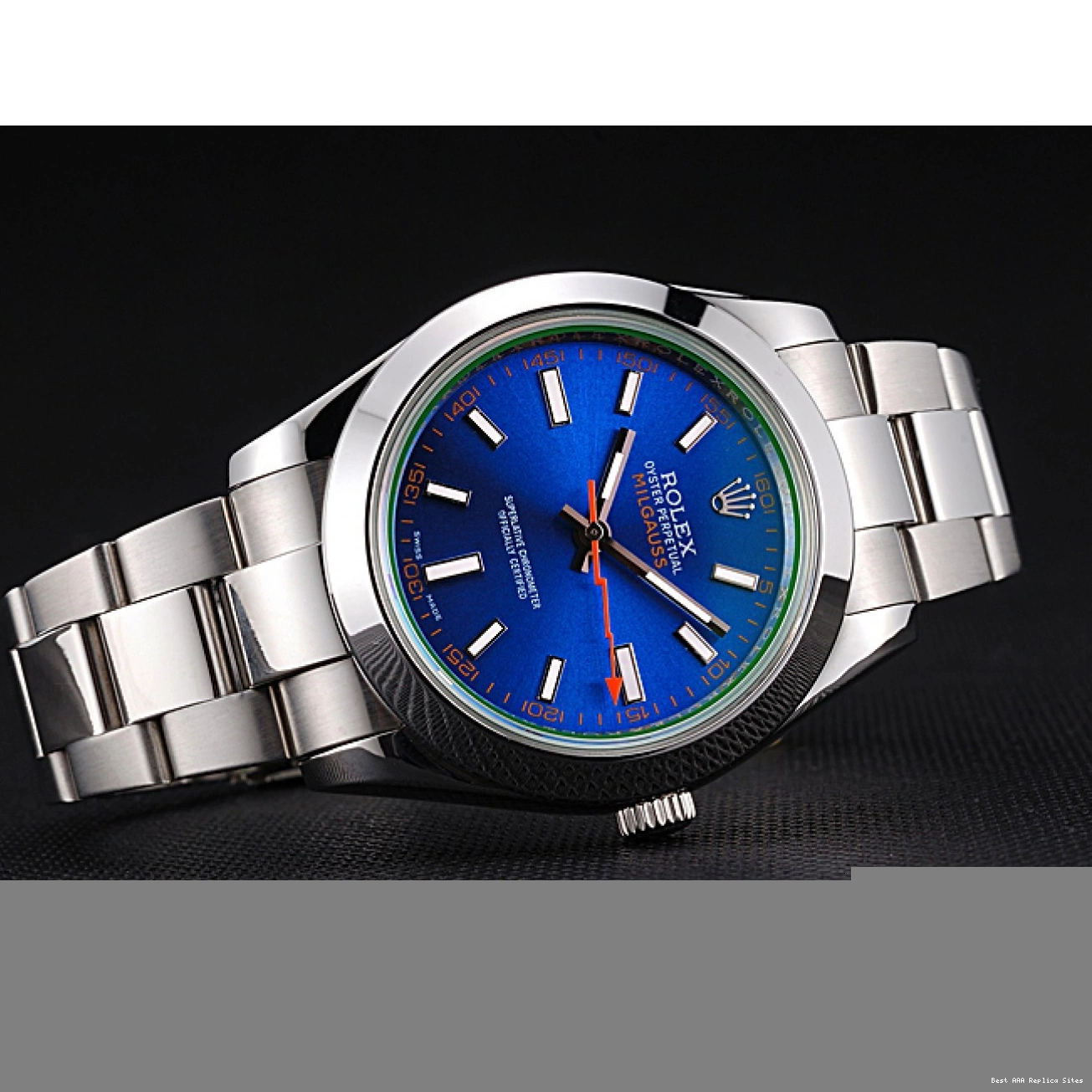 AAA Replica Watches Rolex Dial And Stainless Blue Case Bezel 622838 Steel Milgauss 0222