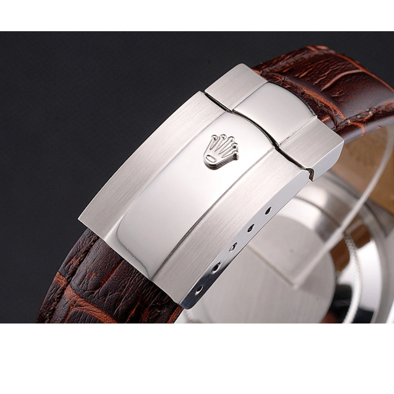 Best AAA Replica Sites White Brown Dweller Steel Stainless Strap Case Leather Dial Rolex Sky 0209