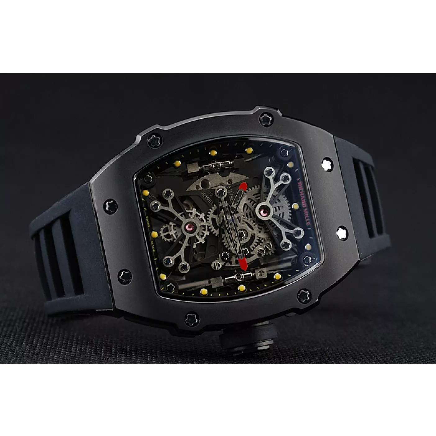 Good Copy Rolex Watches Richard Mille Tourbillion Rafael Nadal RM 27-01 Black Case Black Rubber Bracelet 1454253 0202