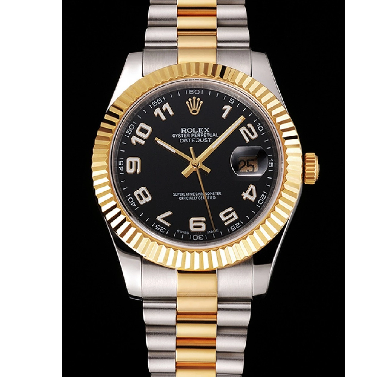 Good Copy Rolex Watches Case Stainless Black Gold Datejust Bracelet Dial Swiss Steel Bezel Rolex Tone Two 0210