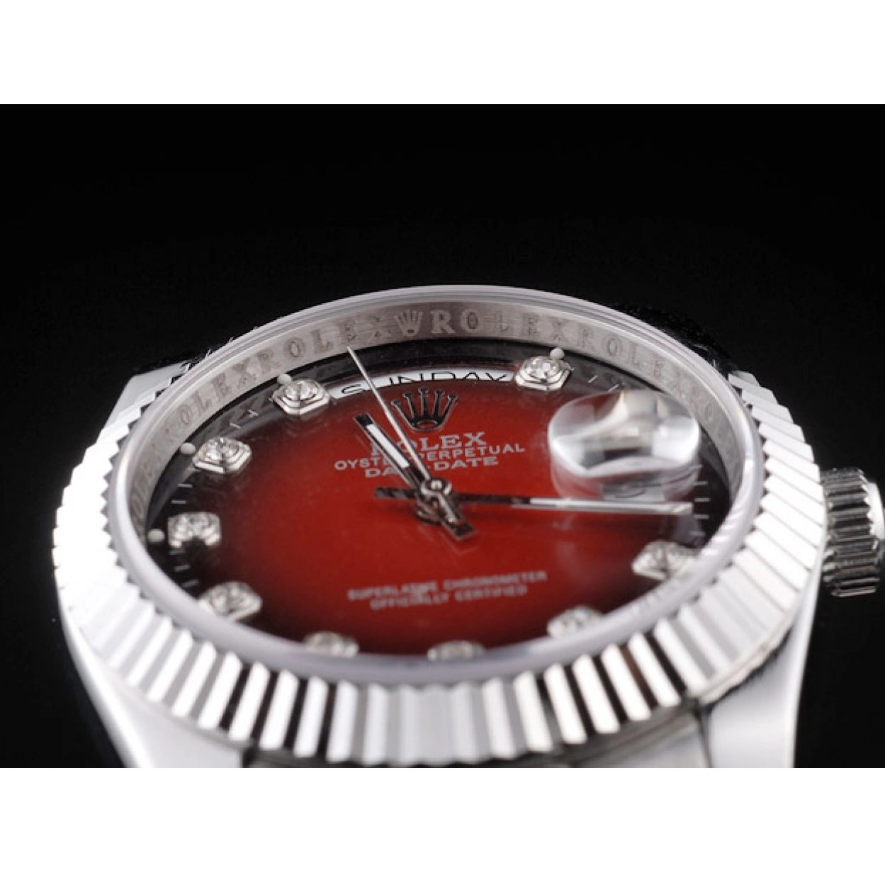 Good Copy Rolex Watches Stainless Day-Date Red Steel Rolex Polished Two Dial Tone 0213