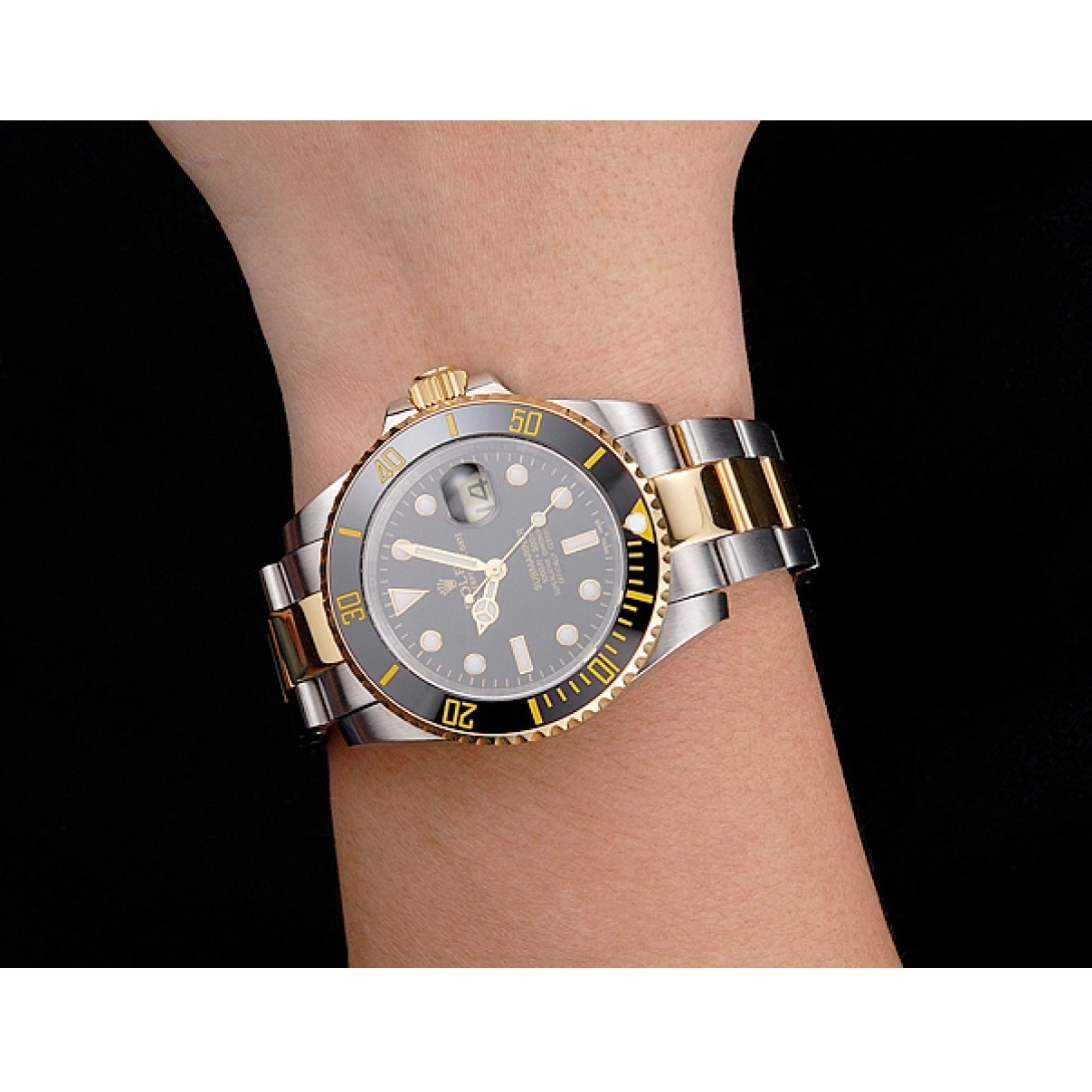 Good Copy Rolex Watches Bezel And Steel Two Black Bracelet Tone Swiss Dial Submariner Rolex Gold 0214