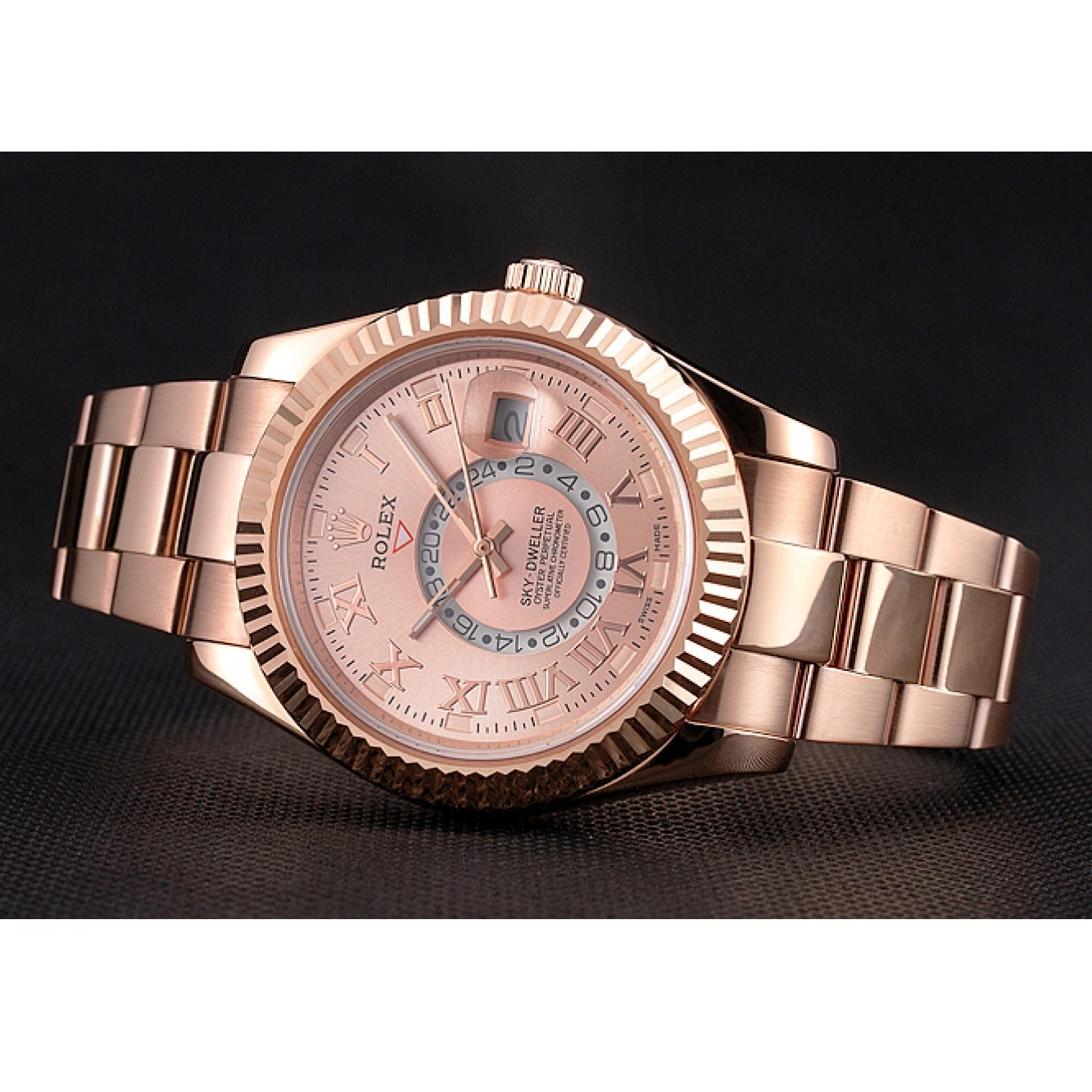 Best AAA Replica Sites Rose Rose Dweller Sky Bracelet Gold Gold Rolex And Dial Case 0212