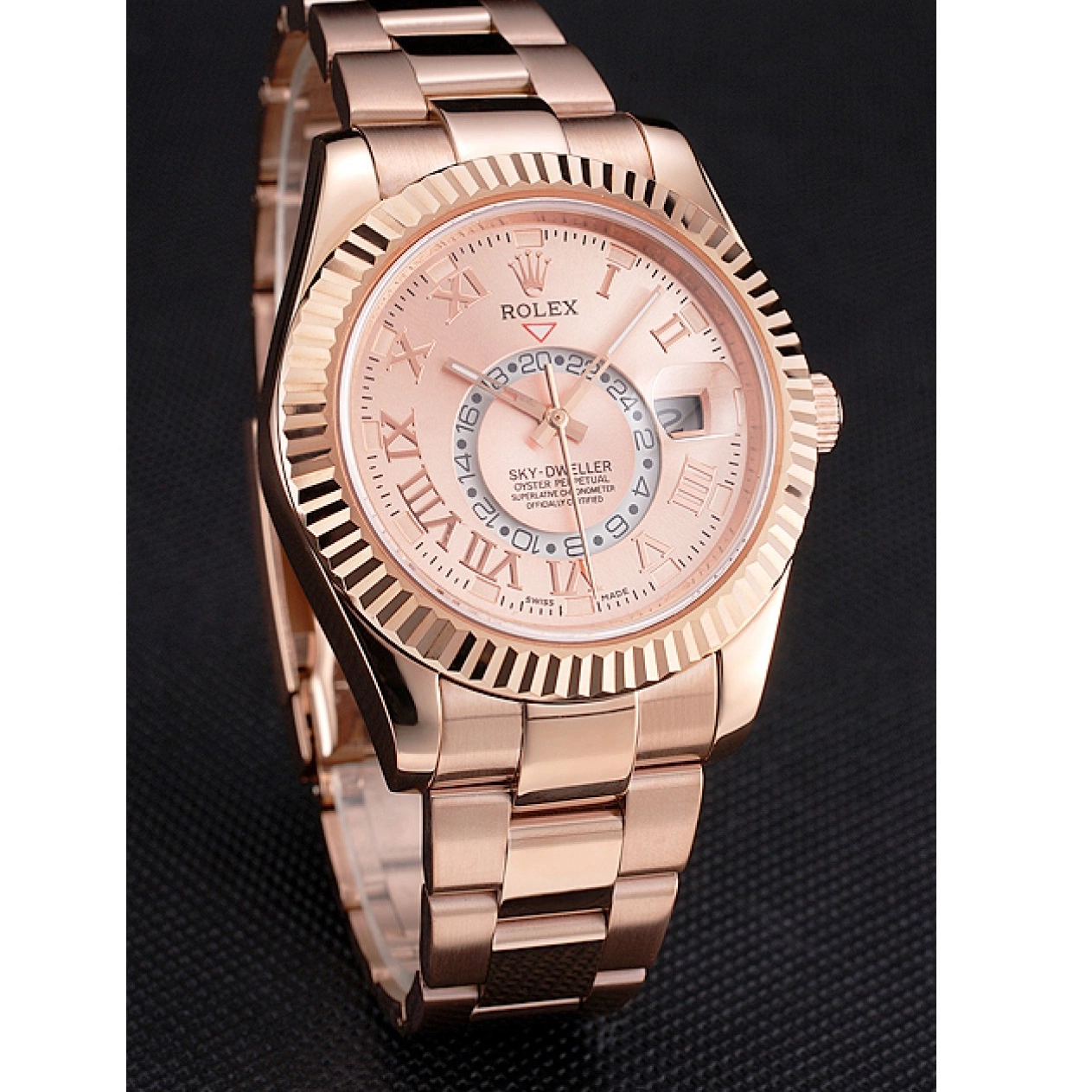 Best AAA Replica Sites Rose Rose Dweller Sky Bracelet Gold Gold Rolex And Dial Case 0212