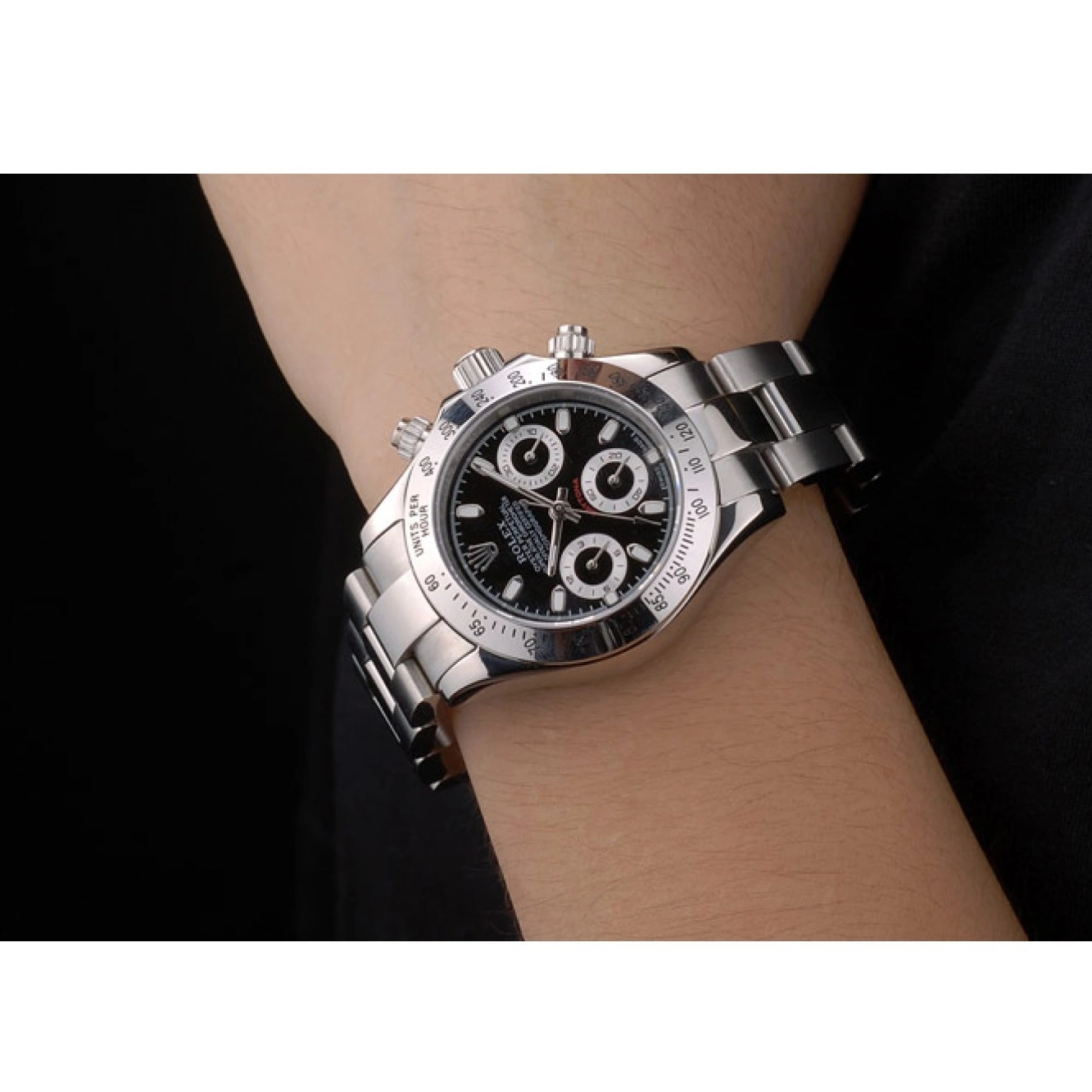 Best AAA Replica Sites Stainless Case Steel Daytona Dial Black Tachymeter Rolex Lady 0210