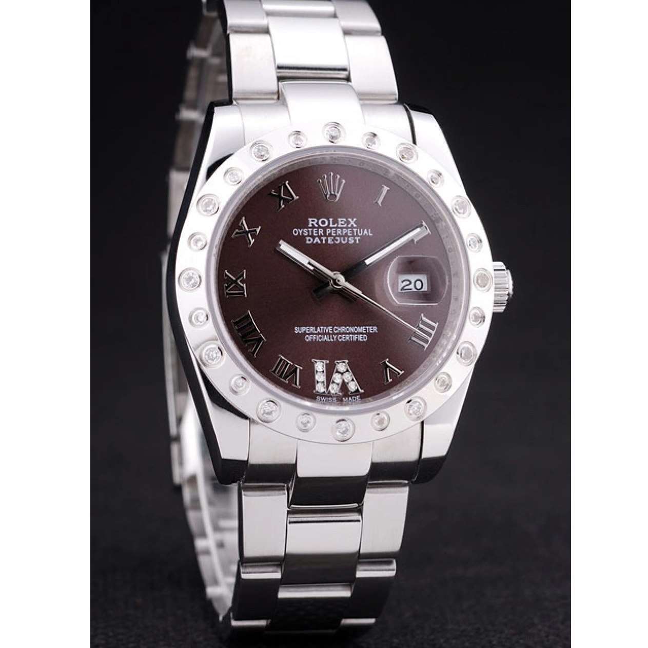 Best AAA Replica Sites 7466 Diamond Rolex Bezel Brown Datejust Dial 0224