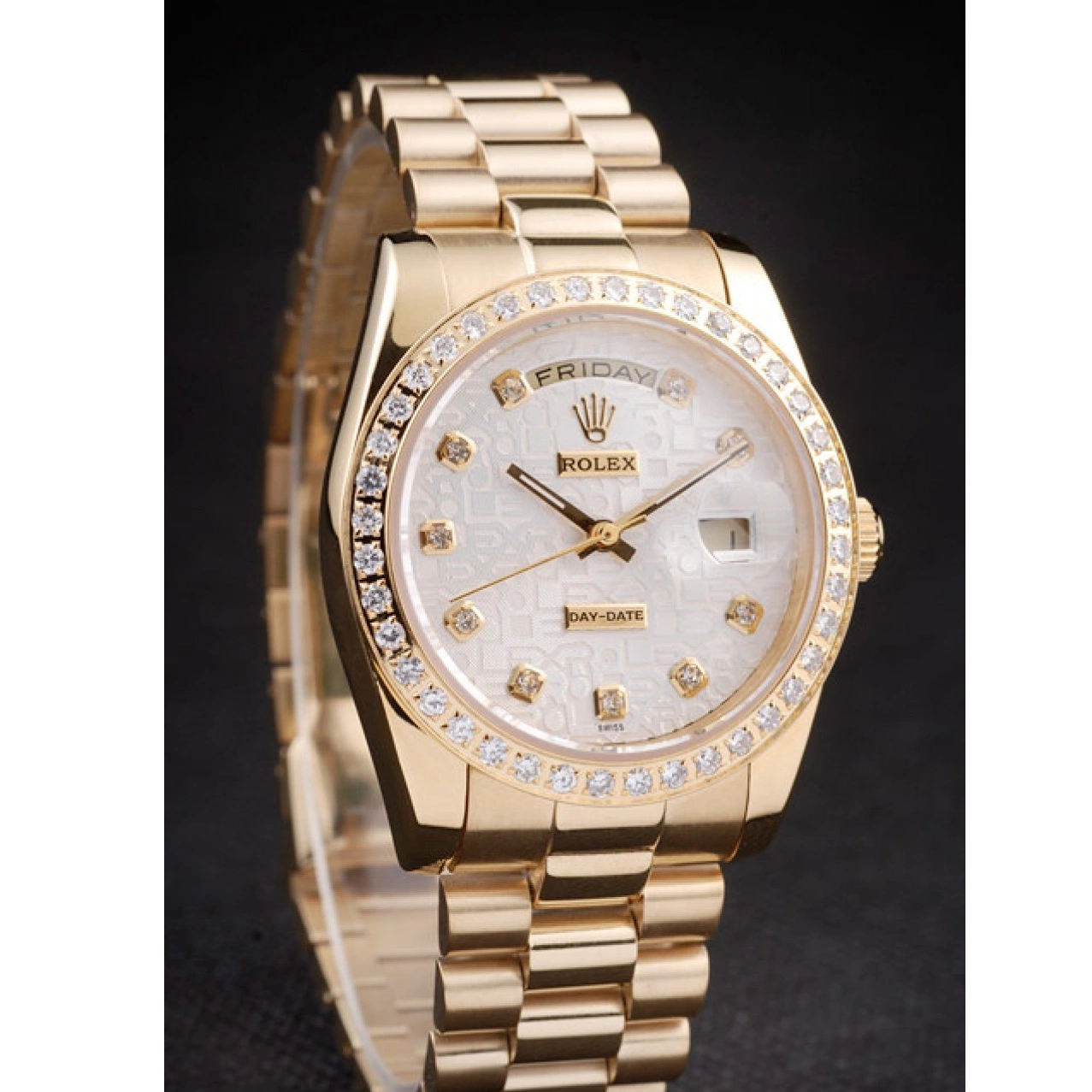 Best AAA Replica Sites Plated 18k Rolex Dial Steel Day-Date Stainless White Gold Yellow 0218