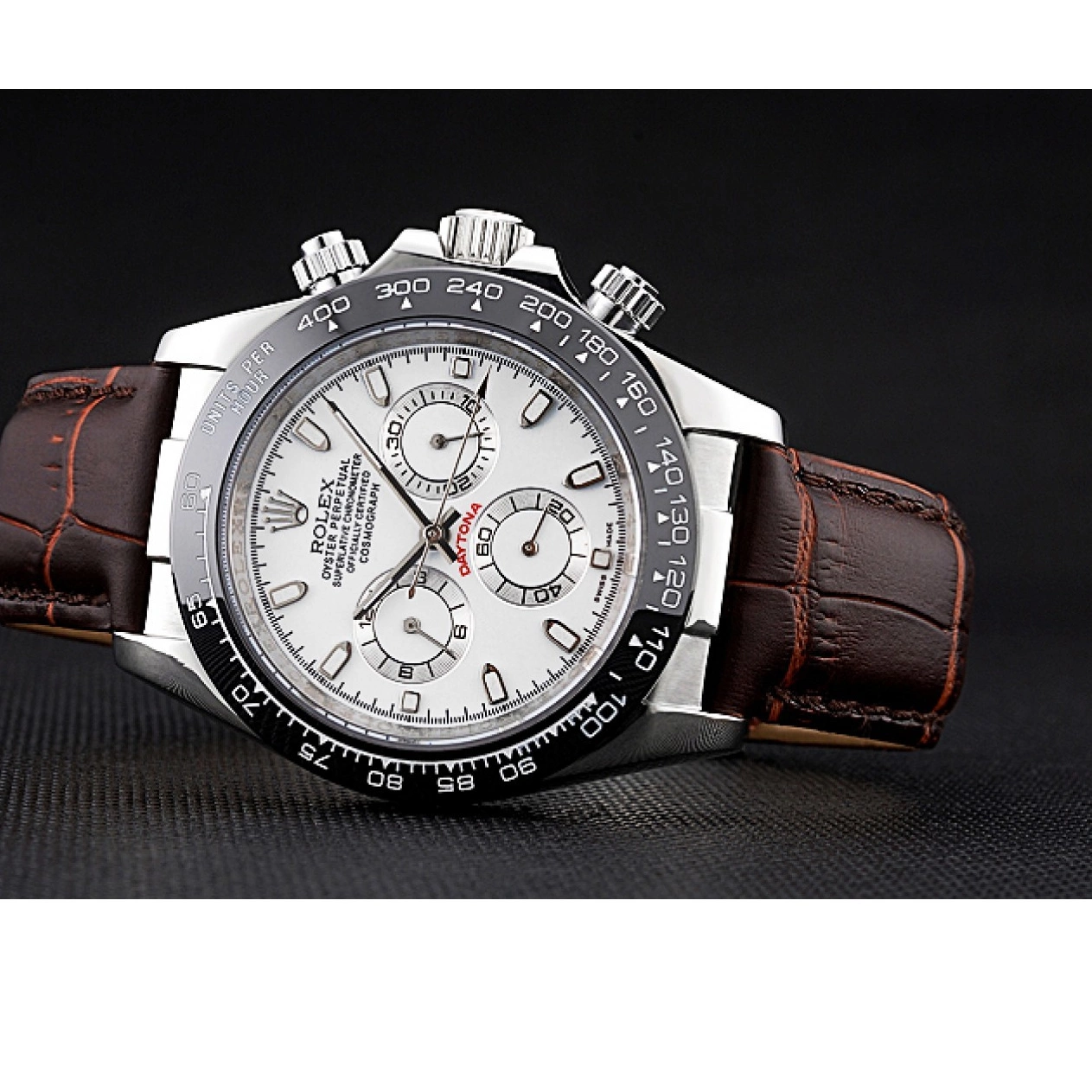 Good Copy Rolex Watches Daytona Cosmograph Brown Rolex Leather Steel Case White Bracelet Stainless Dial 622631 0213