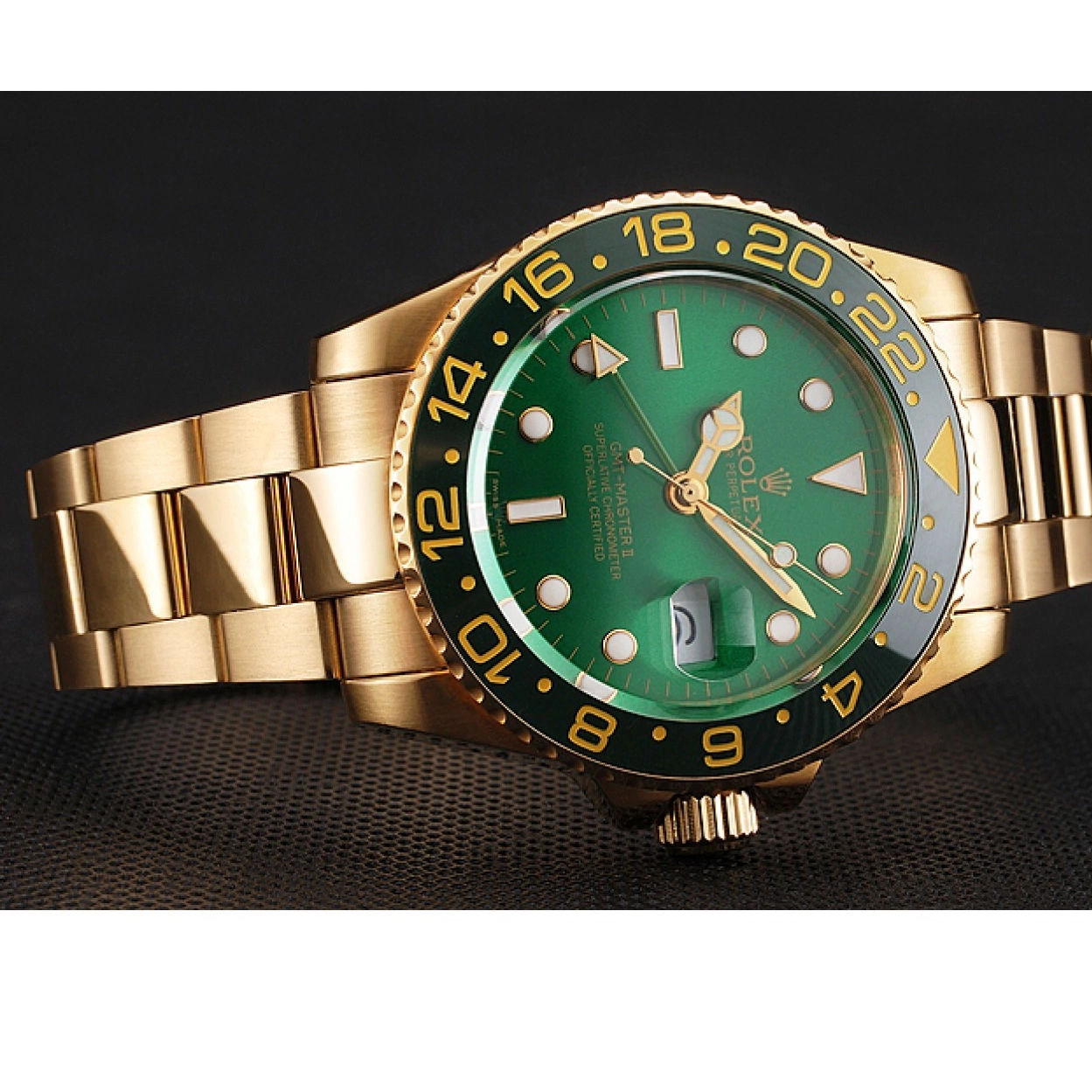 Good Copy Rolex Watches Bracelet Swiss Case Green Master Bezel And Gold 1453750 And GMT Rolex II Dial 0214