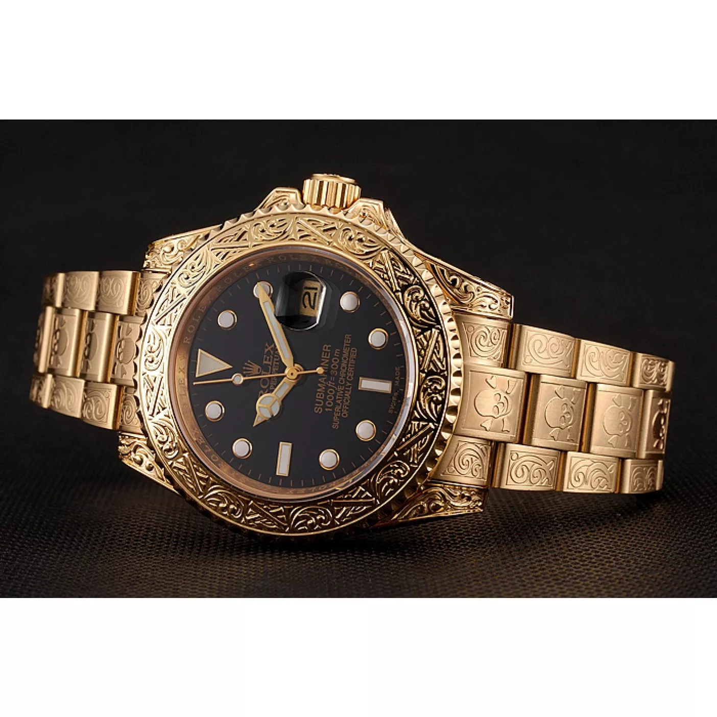 Best AAA Replica Sites Rolex Submariner Skull Limited Edition Black Dial Gold Case And Bracelet 1454071 0203