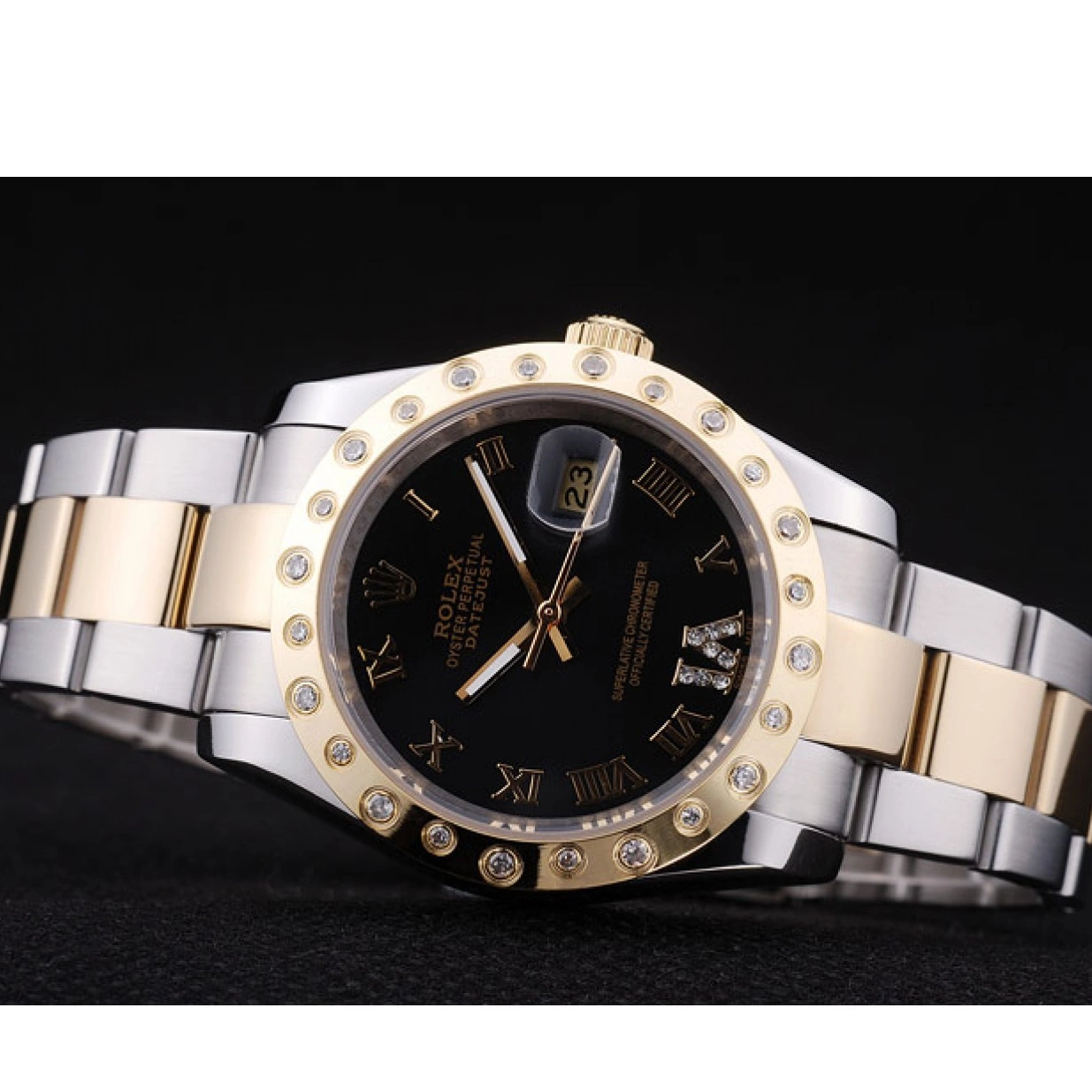 AAA Replica Watches 7463 Rolex Black Bezel Diamond Datejust Dial 0210