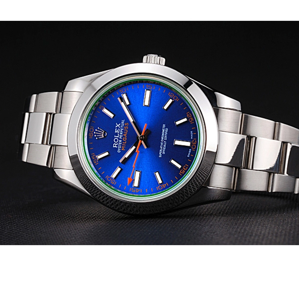 AAA Replica Watches Rolex Dial And Stainless Blue Case Bezel 622838 Steel Milgauss 0222