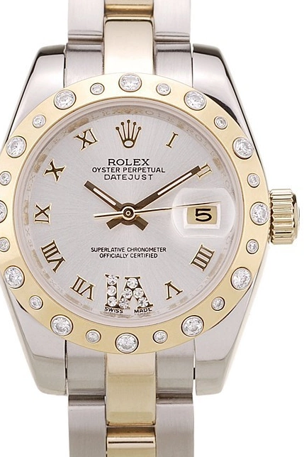 AAA Replica Watches Stainless Steel White Rolex DateJust Plated Diamond Case Brushed Dial 0223