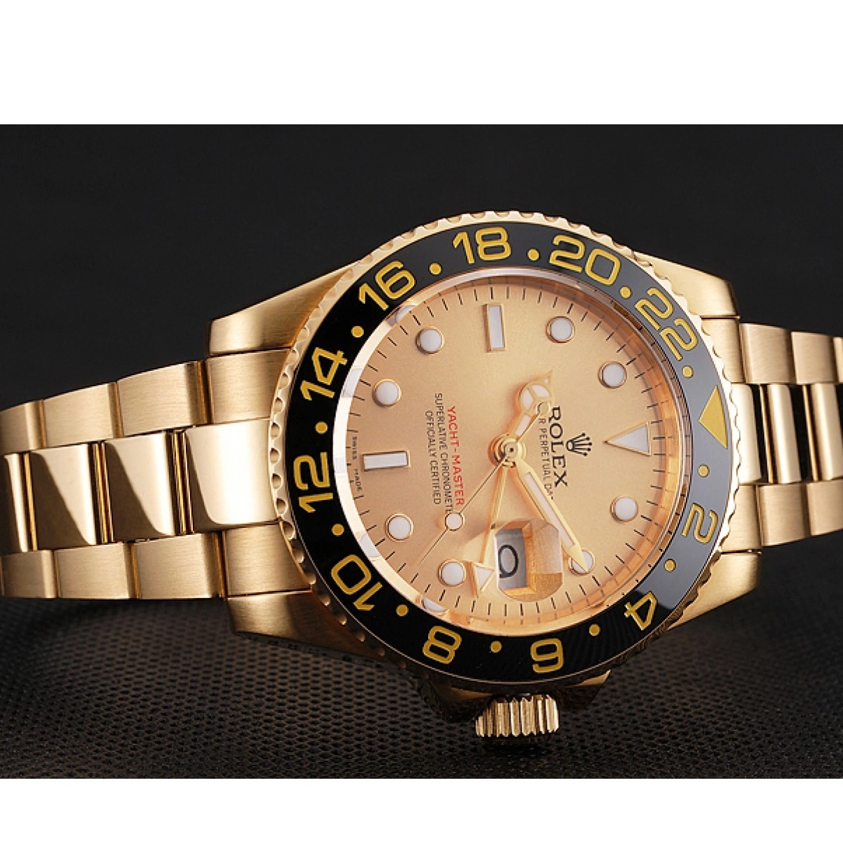 Good Copy Rolex Watches And Rolex Case Master Gold GMT Dial 1453749 Bracelet Swiss II Black Gold Bezel 0220