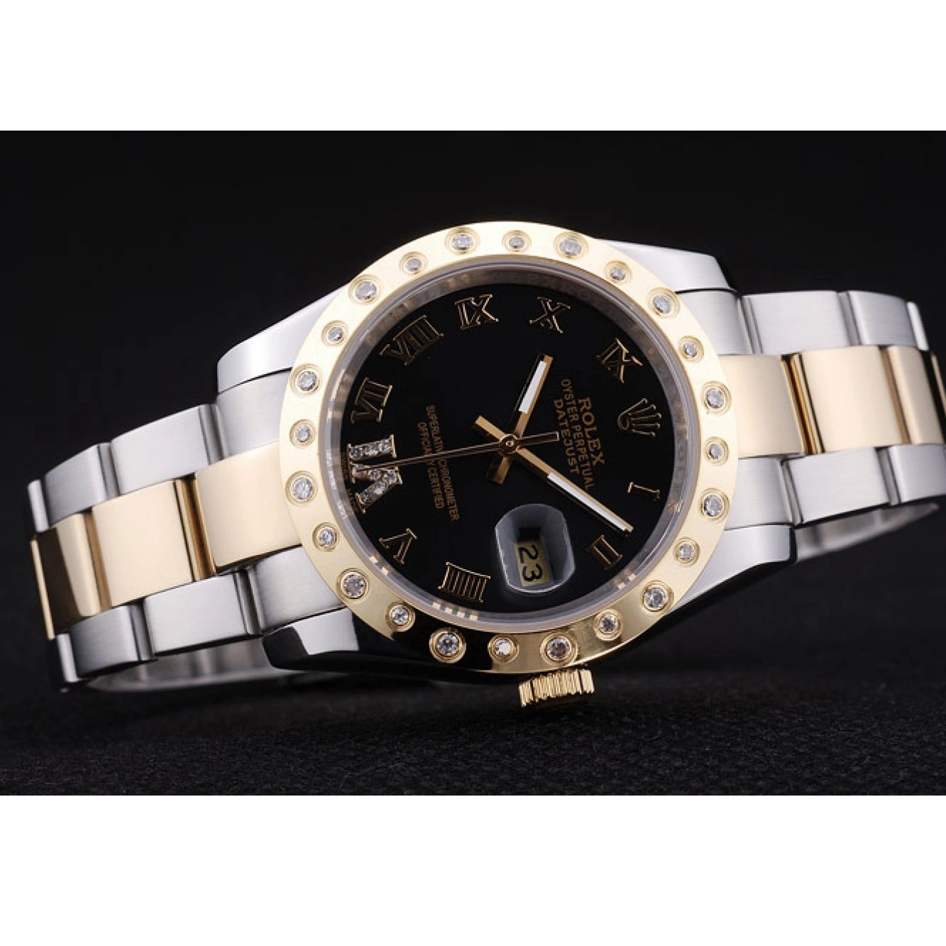 AAA Replica Watches 7463 Rolex Black Bezel Diamond Datejust Dial 0210