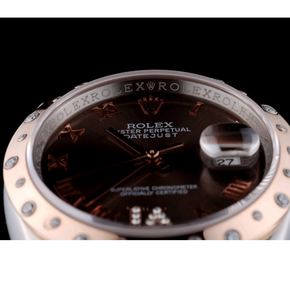 Good Copy Rolex Watches Dial 41994 DateJust Rolex Brushed Steel Brown Case Stainless Diamond Plated 0210