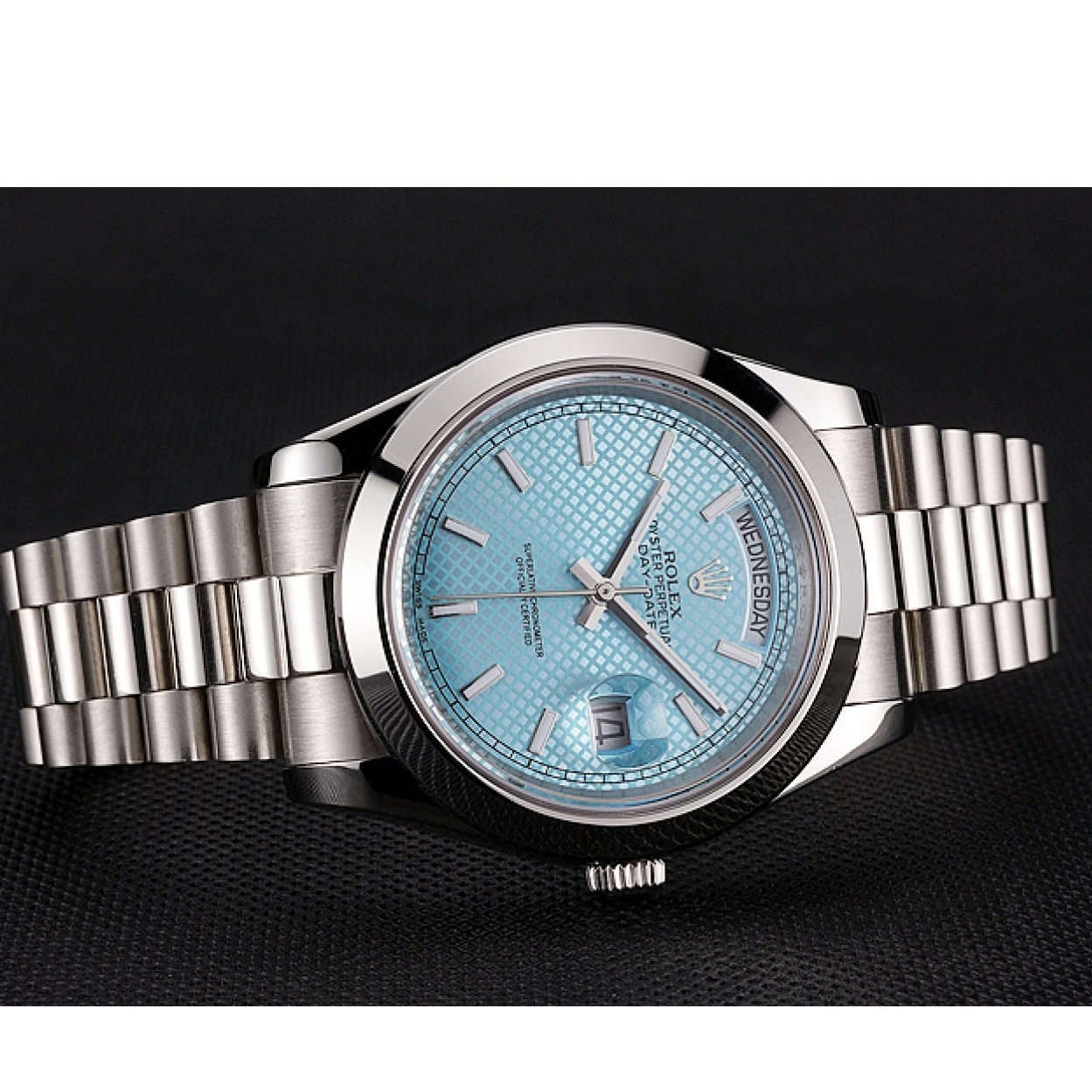 Good Copy Rolex Watches Steel Platinum Ice 40 Stainless Dial And Date Case Rolex Blue Bracelet Day Swiss 0224