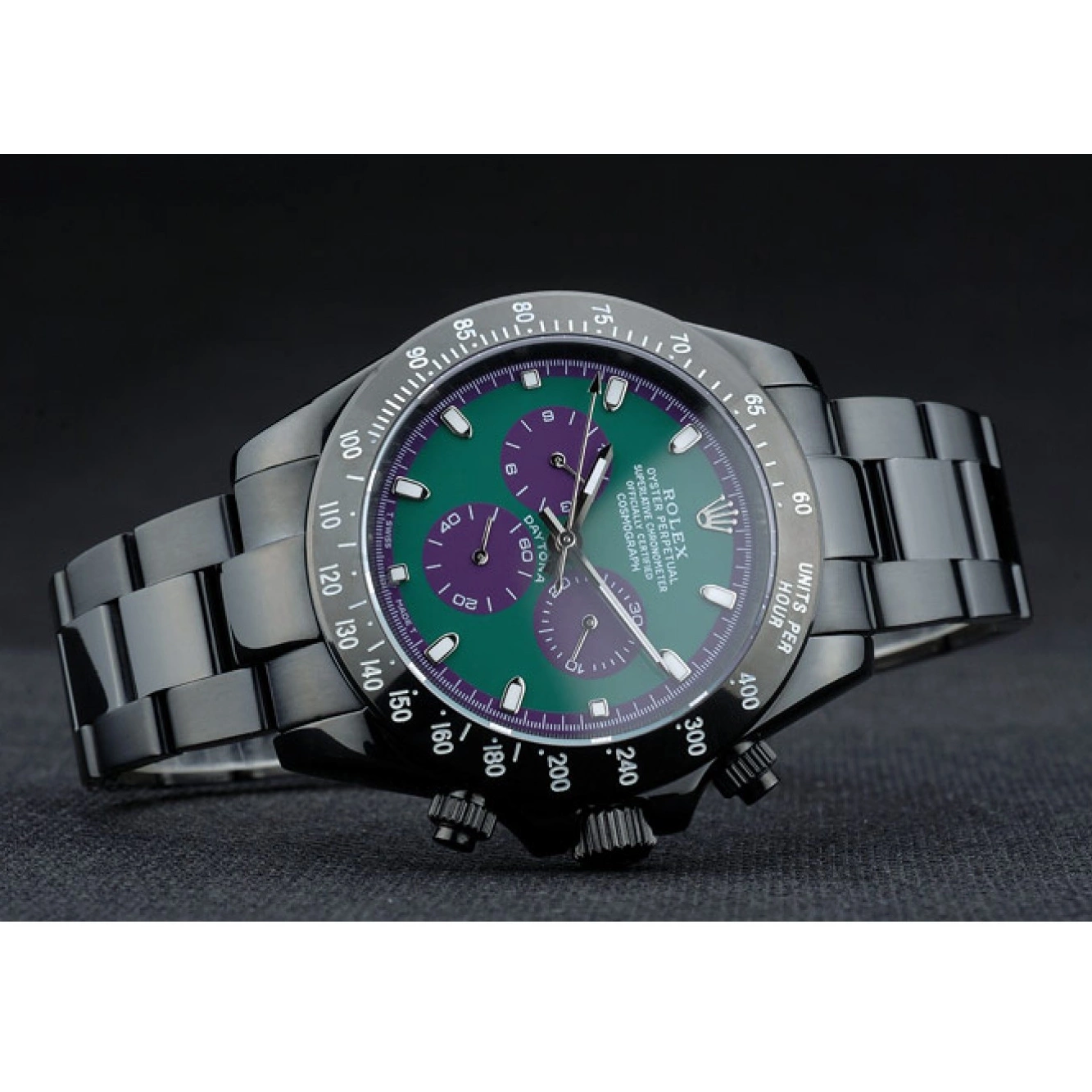 AAA Replica Watches Black Stainless Dial Daytona Ion Strap Steel 80246 Green Plated Tachymeter Rolex Black 0223