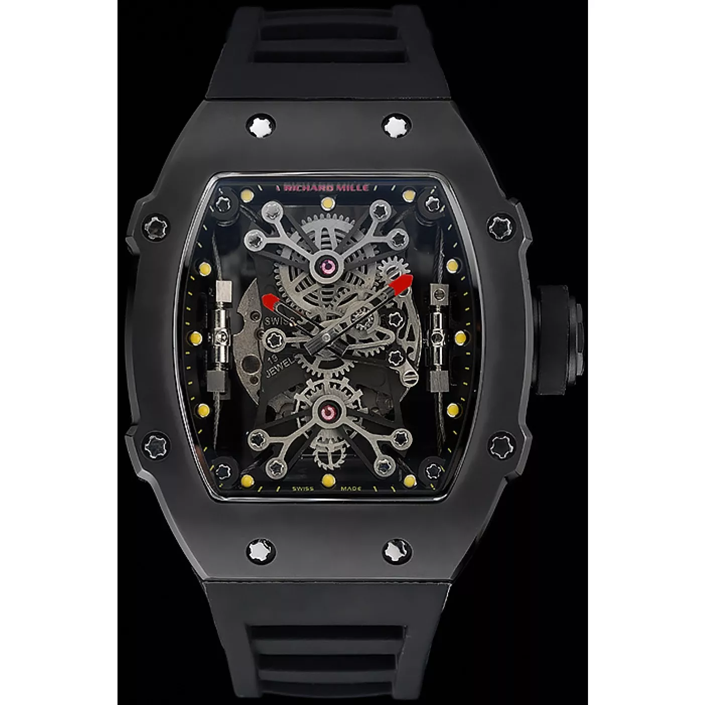 Good Copy Rolex Watches Richard Mille Tourbillion Rafael Nadal RM 27-01 Black Case Black Rubber Bracelet 1454253 0202