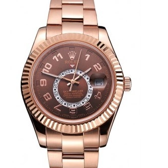 Good Copy Rolex Watches Brown Brown Case Gold Rolex Dweller Dial Leather Sky Rose Strap 0210